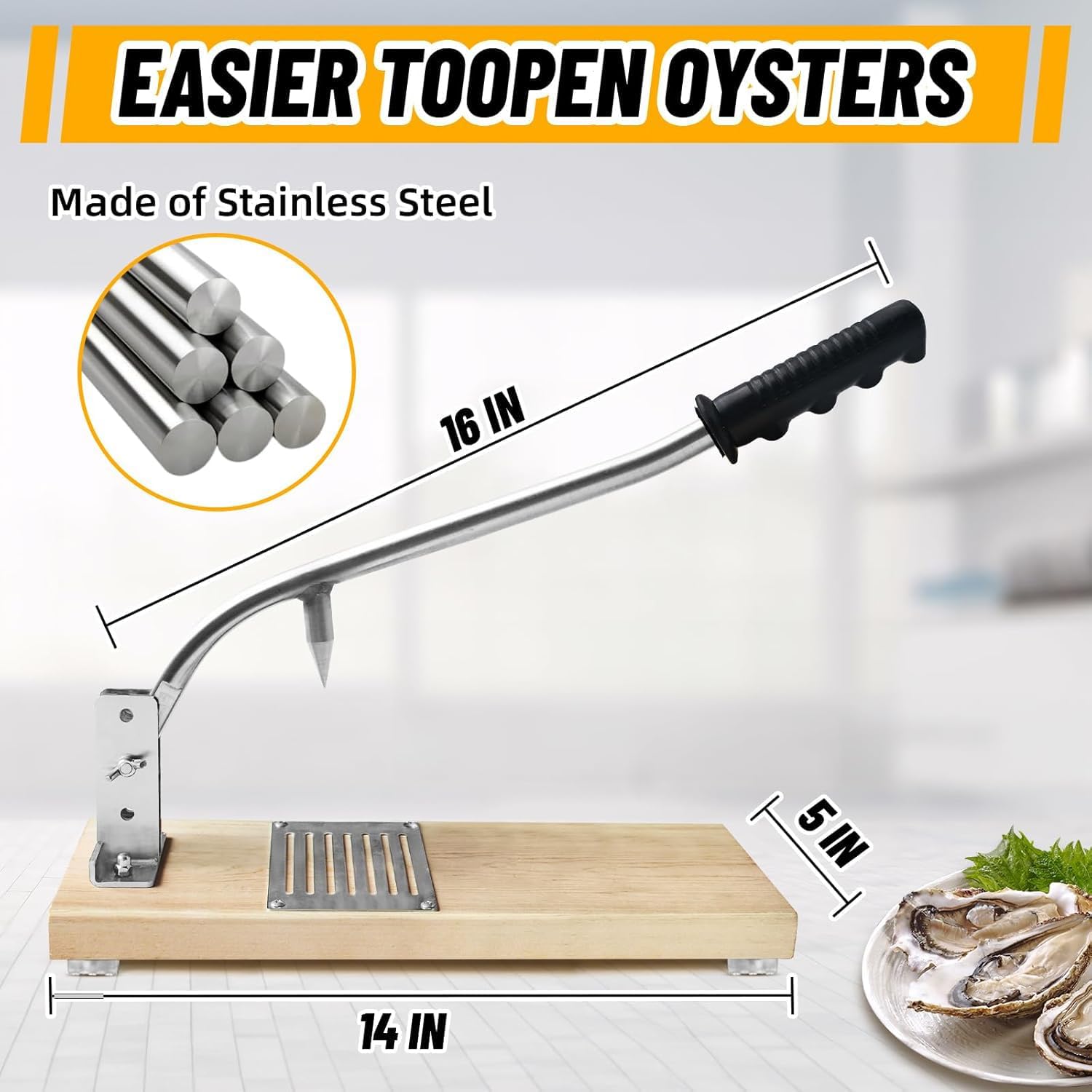 Máquina para Descascarar Ostras, Cuchillo Portátil para Descascarar Ostras, Herramienta para Descascarar Altura Ajustable, Abridor De Ostras Sin Instalación, Cuchillo para Ostras De Acero Inoxidable