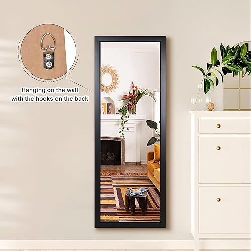 Miniatura 2 de PexFix espejo de cuerpo entero para puerta, 18 x 51 pulgadas, marco rectangular y elegante, ahorro de espacio, espejo de piso, de tocador, para