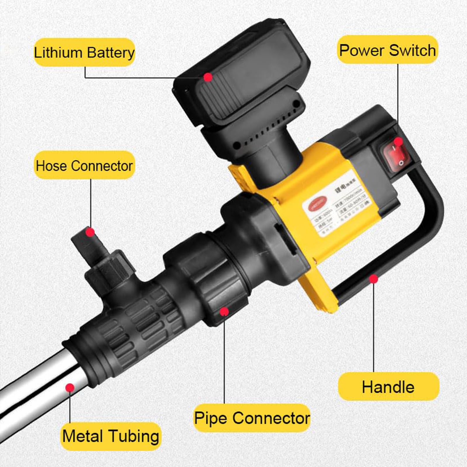 Bomba de aceite eléctrica, bomba de transferencia de combustible inalámbrica de alto flujo de 1000 W, velocidad ajustable de 130 l/min para diésel y aceite de alta viscosidad