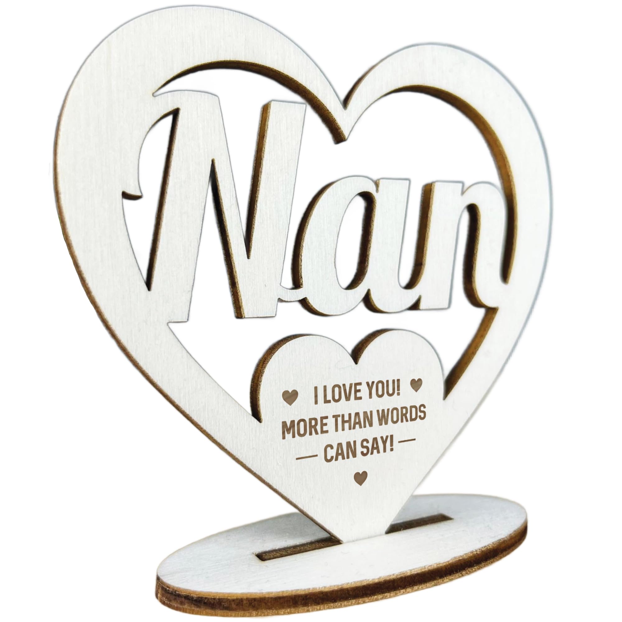 Red Ocean Nan Nanny | For Nan Engraved Wooden Heart Plaque | Birthday Christmas For Nan | Gifts For Women