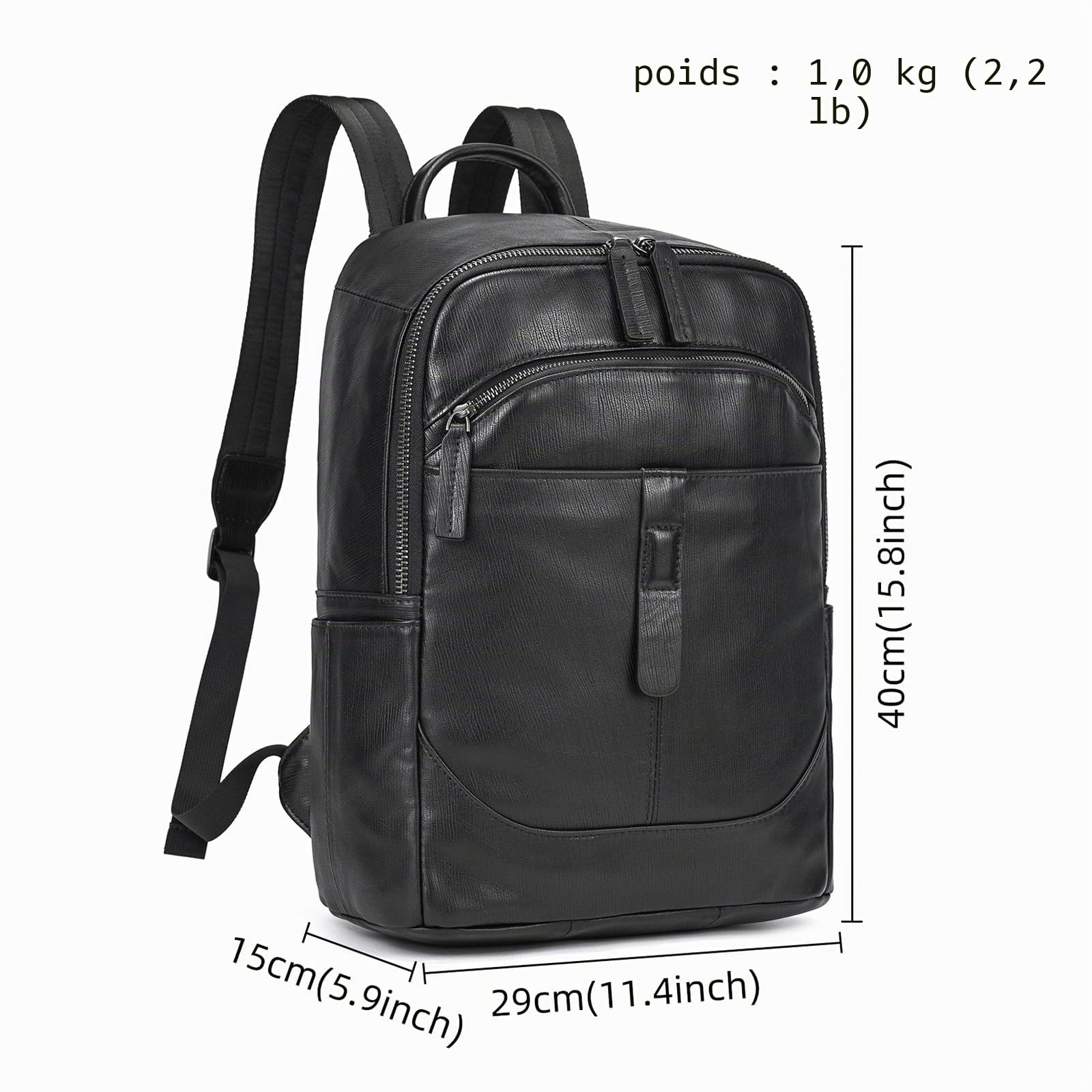 LUUFAN Sac à dos en cuir véritable pour homme, sac à bandoulière décontracté multi-poches, sac de jour pour ordinateur portable 15,6 pouces pour voyage, affaires, randonnée, taille unique