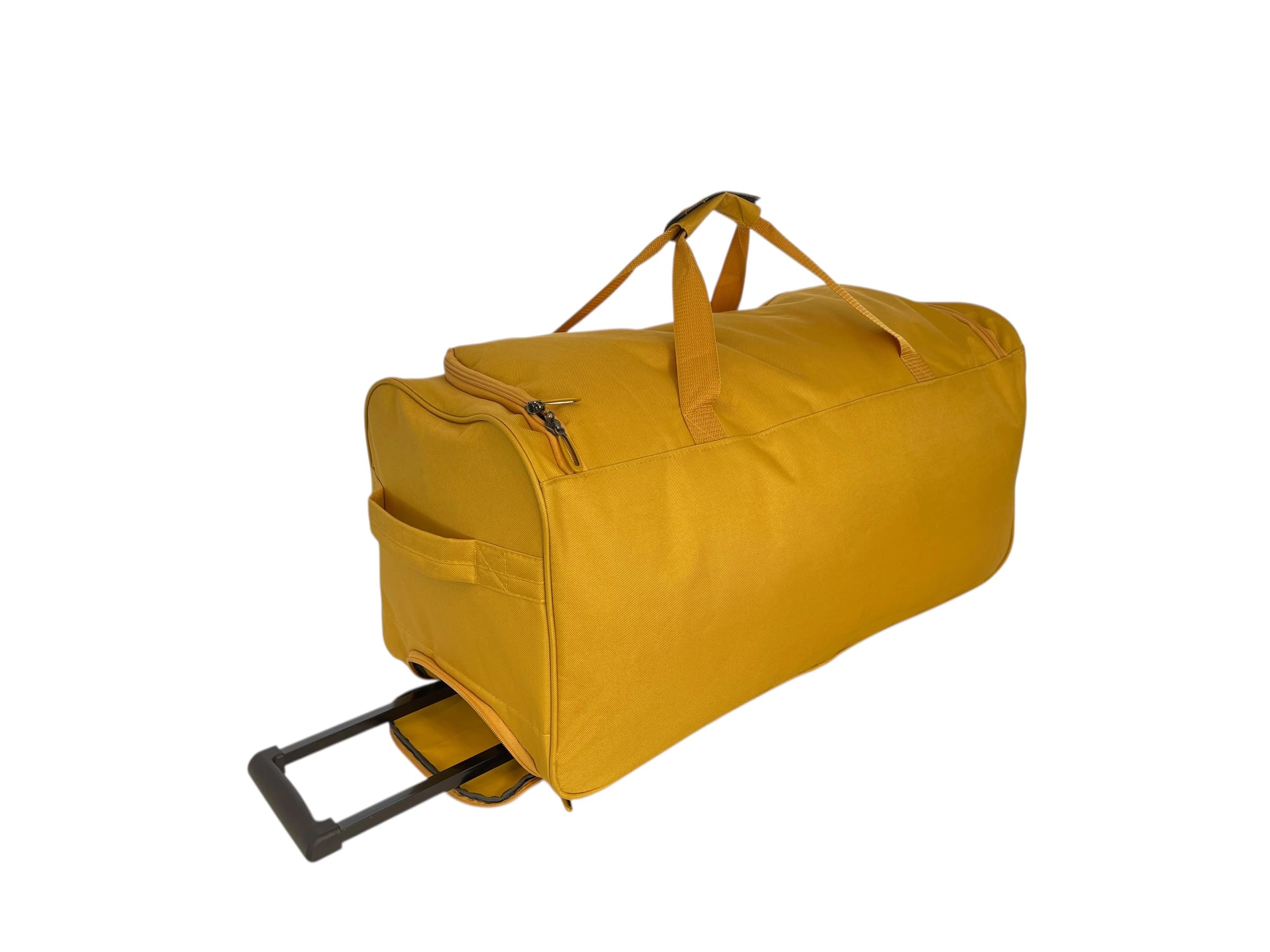 Grande borsa da viaggio con ruote, 96 litri, con ruote, spaziosa e di alta qualità, resistente, ideale come regalo per donne e uomini, Senape, 27", Valigia Trolley Holdall Case Bag