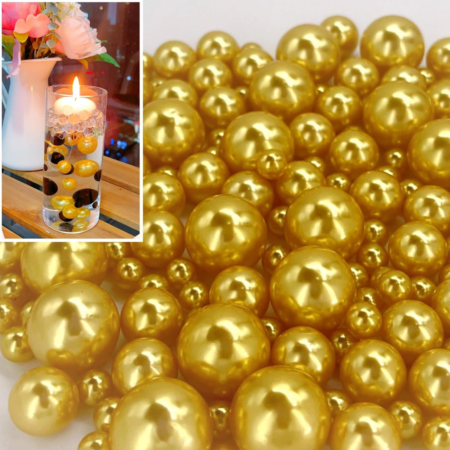 UDU 150 Pcs Pearl for Vase Filler No Hole Pearl Beads Faux