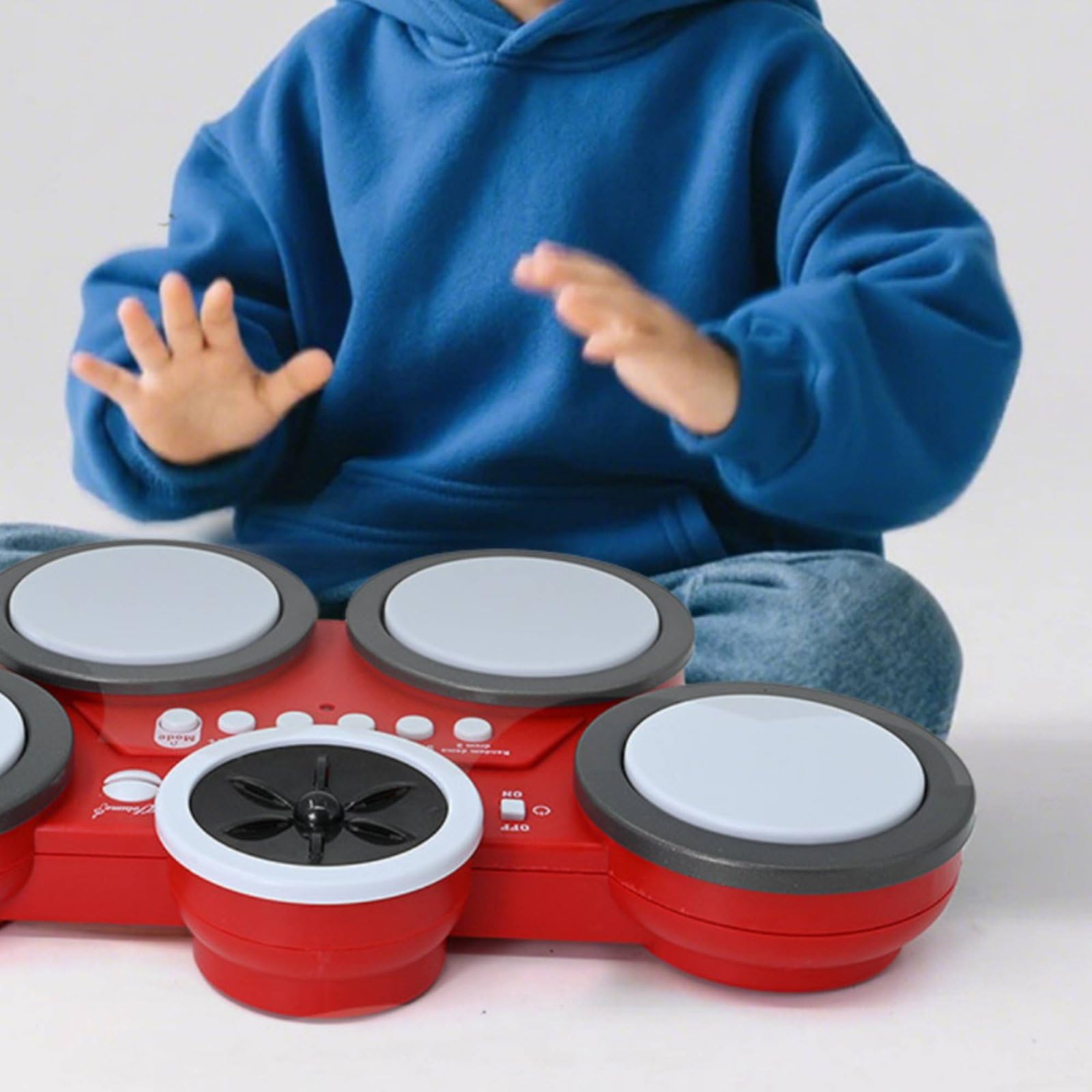 Qianly Tambor de Mano Electrónico Luc Inrmint Baría Electrónica Infantil Compacta Tambor Electrónico para Aprendizaje , Rojo