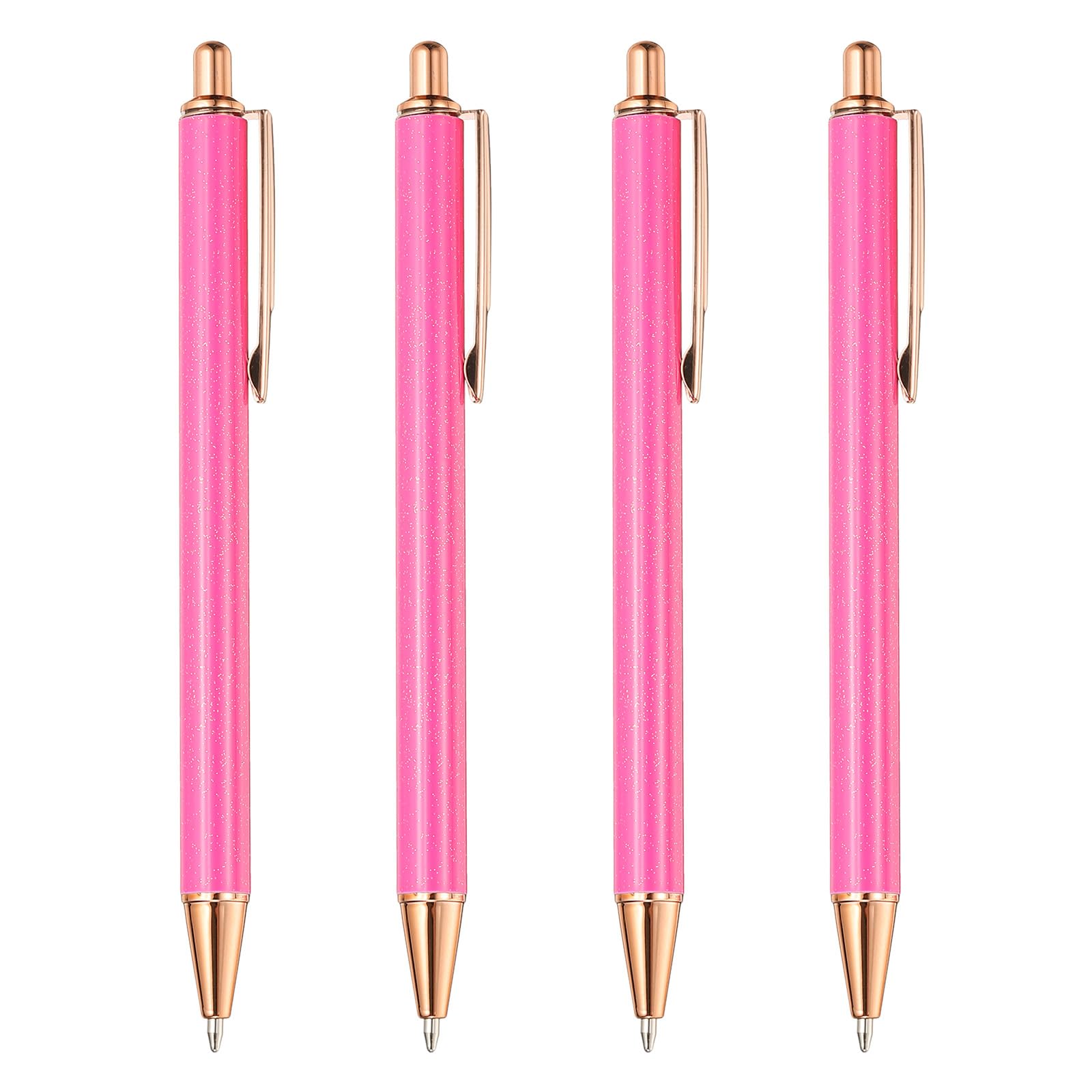PATIKIL Metal Ballpoint Pen, 4Pcs Retractable Pens Black Ink 1.0mm Point Stylish for Women Gift Teacher Office Note Taking Journaling Style 2, Rose Red