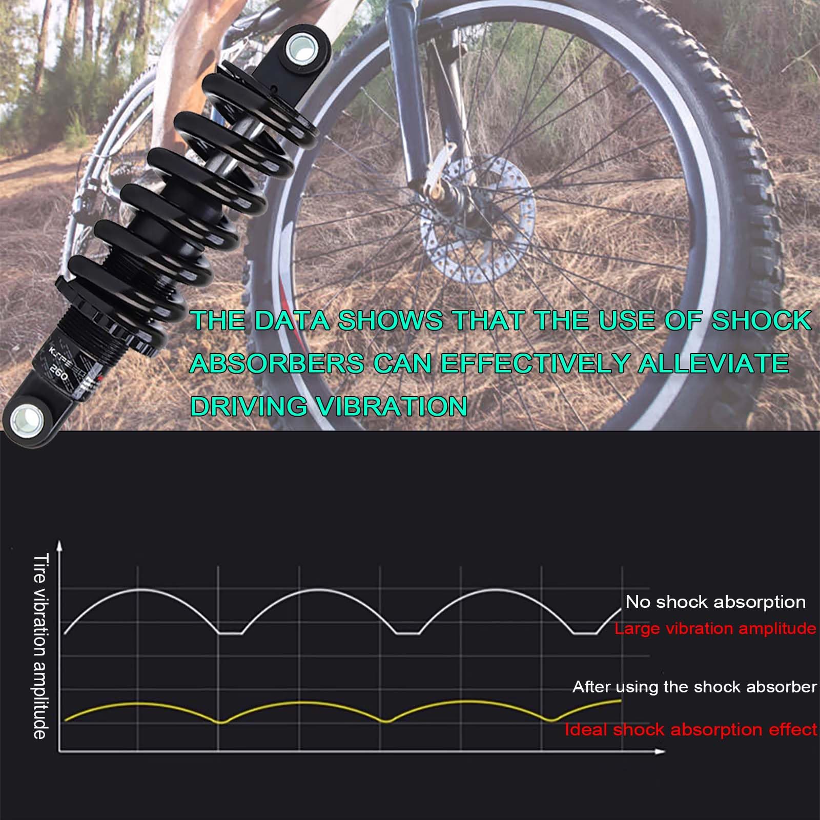 Schraubenfeder Fahrrad Stoßdämpfer Hinten, Ohne Dämpfung Fahrrad Dämpfer, Mountainbike Stoßdämpfer für Ebike/Elektroroller/Dirtbike