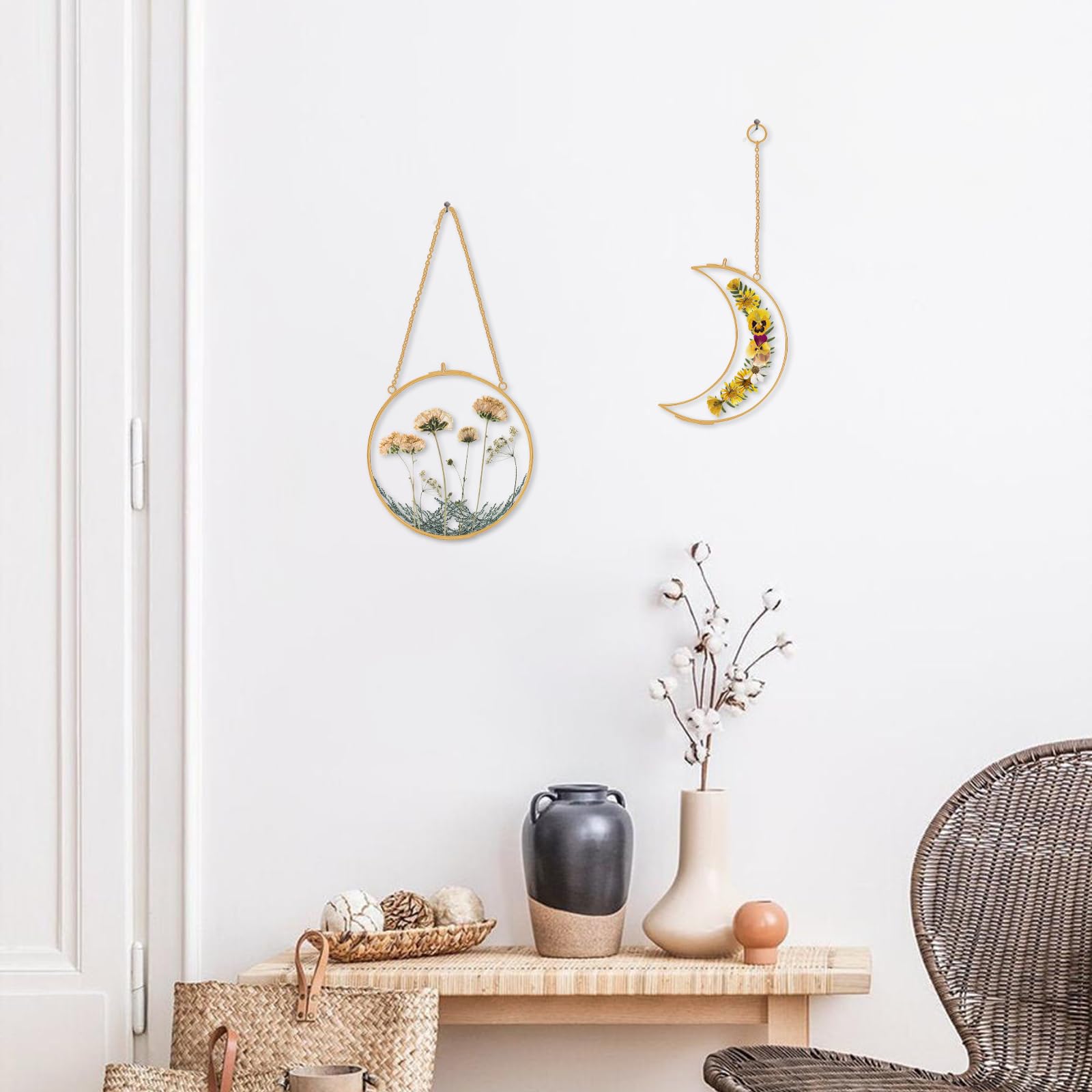 Cadre En Verre, Cadre Photo Suspendu En Laiton, Cadres Photo, Fleurs Pressées, Cadeaux, Cadre Suspendu En Verre, Métal, - France