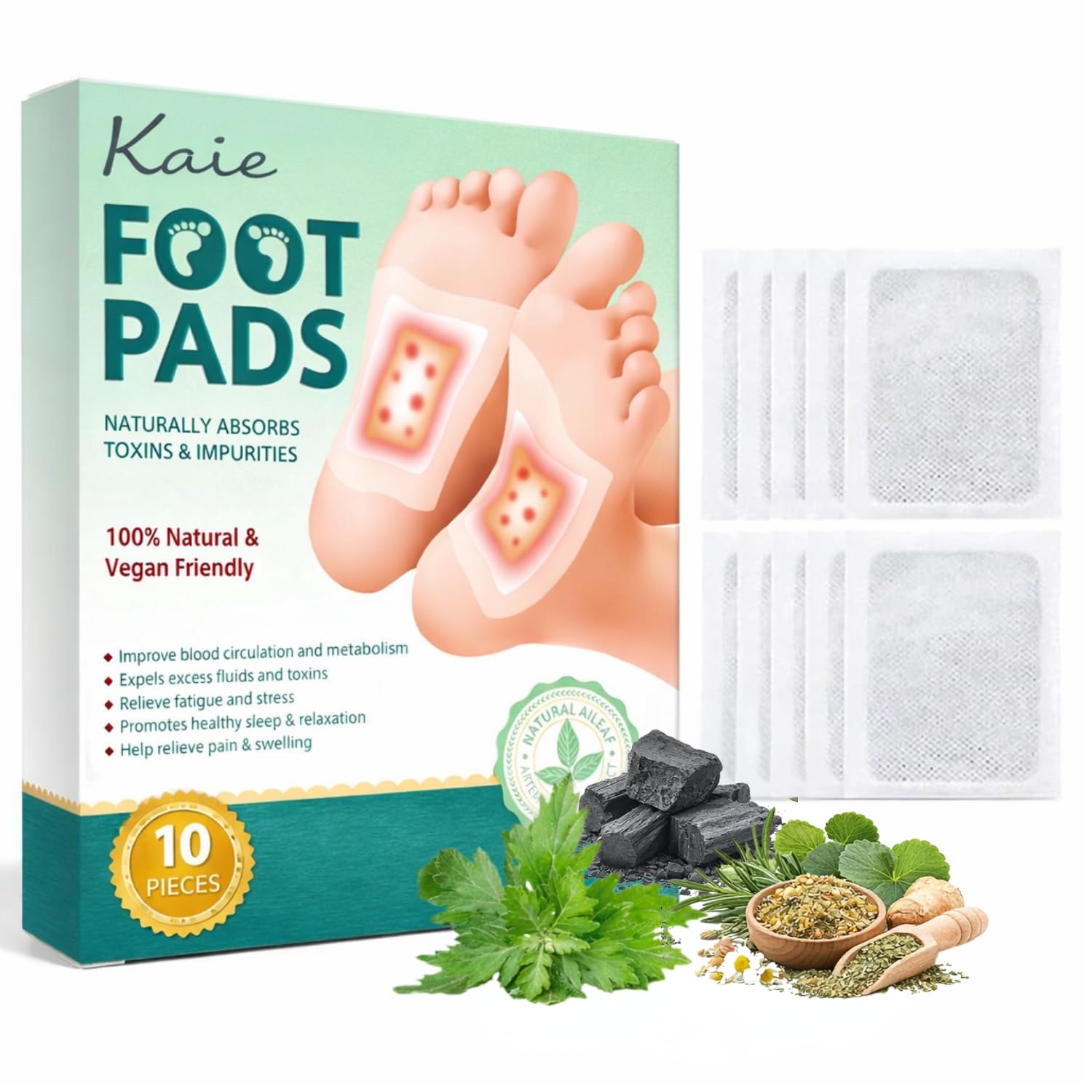 Herbal Detox Foot Pads for Toxin Removal | Bamboo Vinegar Foot Patches for Feet Cleansing, Sleep Aid & Fatigue Relief | Overnight Use | Foot Patch with Acupoint Micro-Massage Technology For Men And Women (10 Pads)-image-29