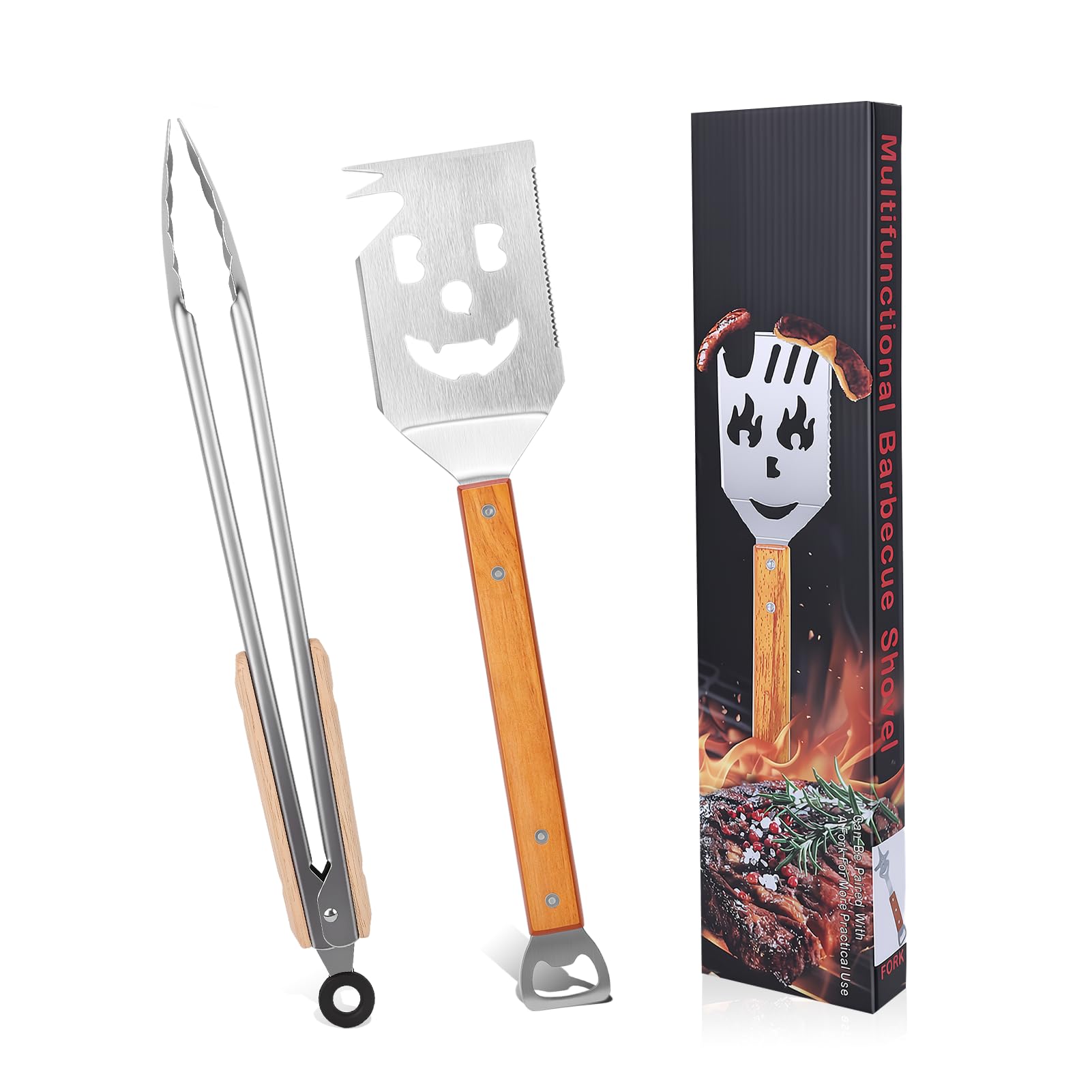 exsulity BBQ Tools Set,Bbq Utensils with Grill Spatula, Tongs