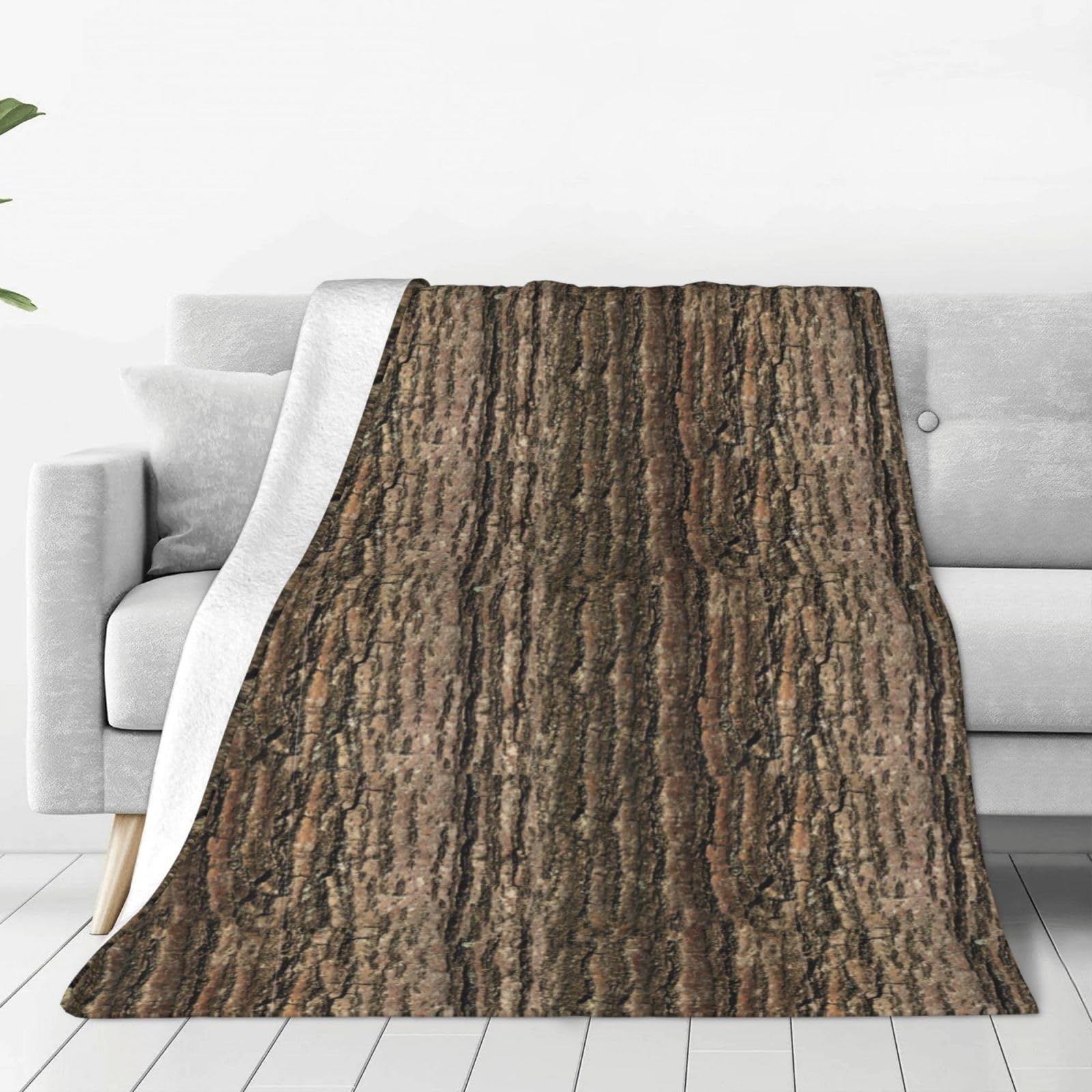 Vhomes Blanket Tree Bark Soft Throw Blanket All Season Warm Blankets Lightweight Fuzzy Flannel Throws For Bed Sofa Couch 150X125 Cm