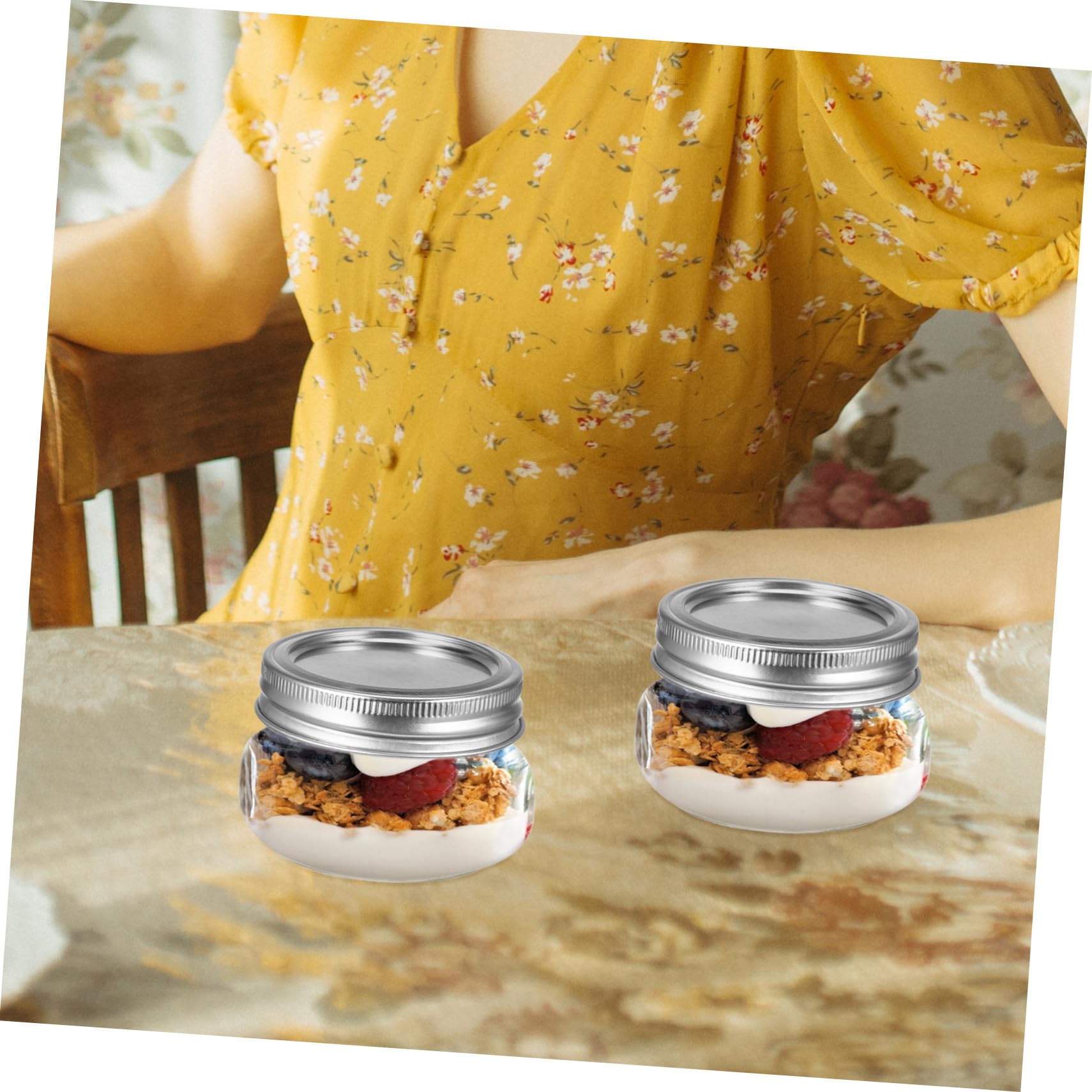 GALPADA 6stücke Glasbehälter mit Deckel für Lebensmittel Kleine Einmachgläser zum Aufbewahren von Gewürzen Marmelade Honig und Desserts Wiederverwendbar und Sperrig