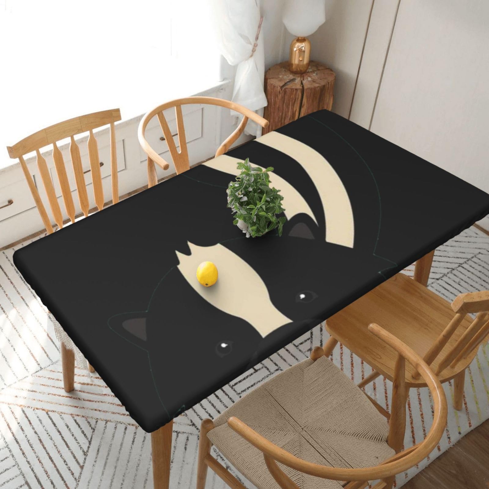 BNVSADC Skunk Printed 5FT Tablecloth Polyester Kitchen Water Resistant Table Cloth Dining Table Decoration Table Covers, 152x76 CM