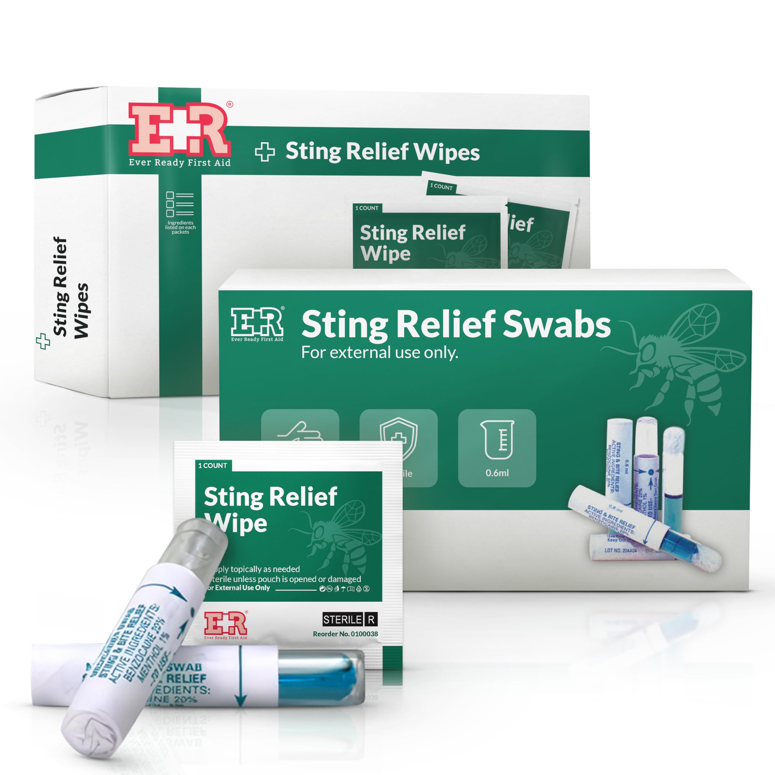 Sting Relief Pads & Ampules – Bug Bite Itch Relief with 6% Benzocaine & 1% Menthol for Pain, Itching, Insect Bite and Mosquito Bite Treatment – 10