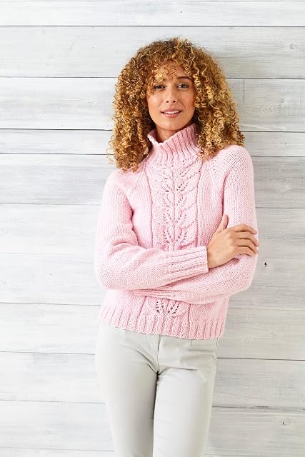 King Cole Ladies Chunky Knitting Pattern Raglan Sleeve Lace Sweater & Cardigan (5893), Multi, 34'' - 44''