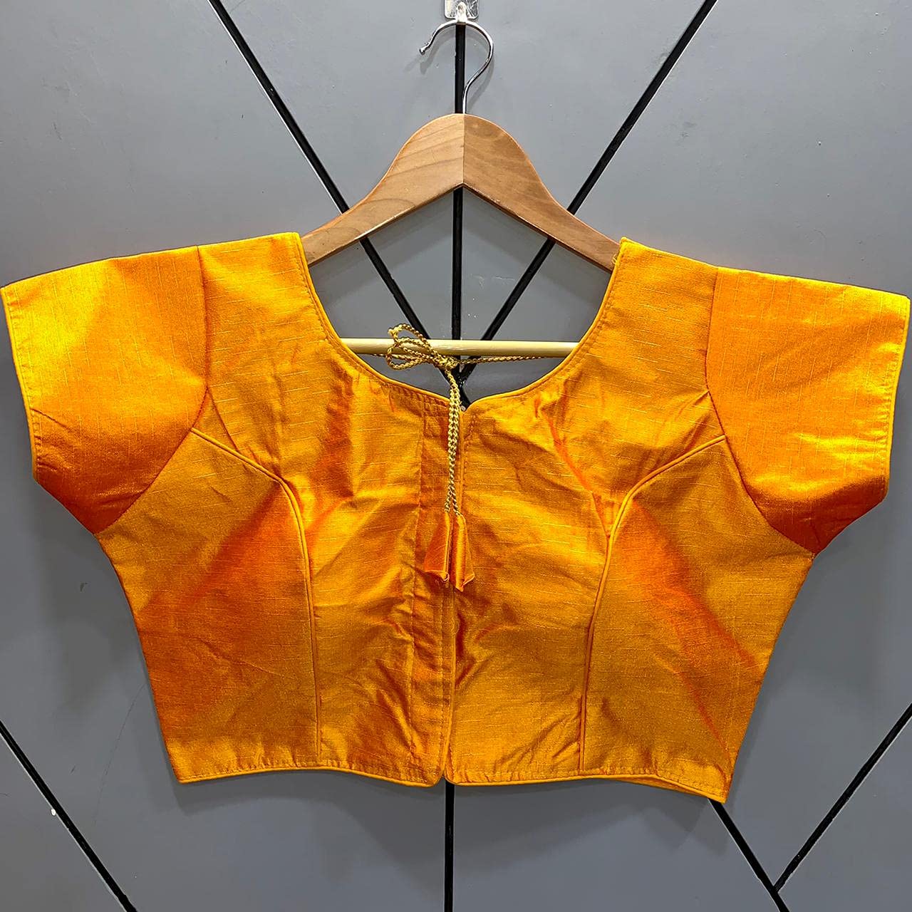 Vihu Fashion Women's Phantom Silk Short Sleeves Readymade Saree Blouse