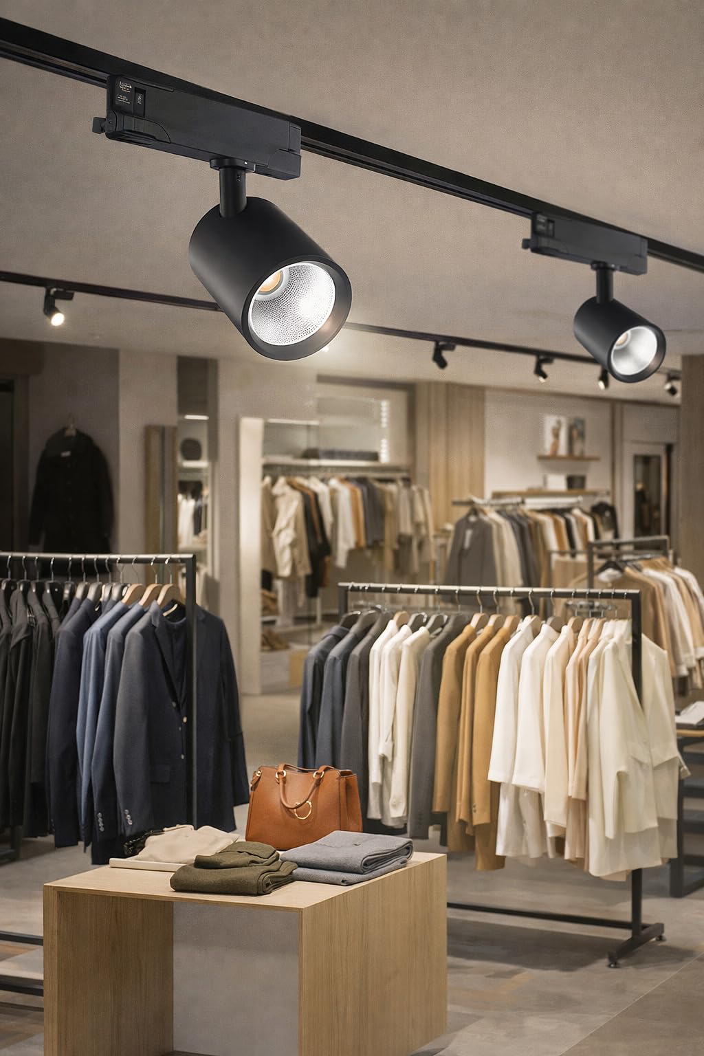 Faretto LED per Binario Trifase 30W Orientabile Nero, 3250 Lumen, Fascio 38°, Luce Calda 3000K, Illuminazione Professionale per Negozi e Showroom (Luce Calda 3000K)
