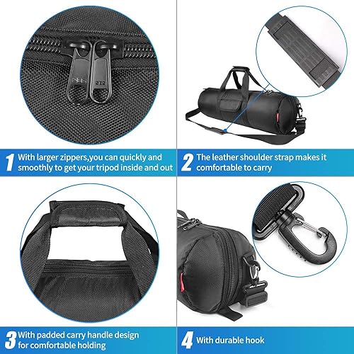 Miniatura 25 de HEMMOTOP Bolsa para trípode, 47 x 8.3 pulgadas en todos los lados, funda de transporte acolchada de 0.4 pulgadas de grosor con correa para el hombro