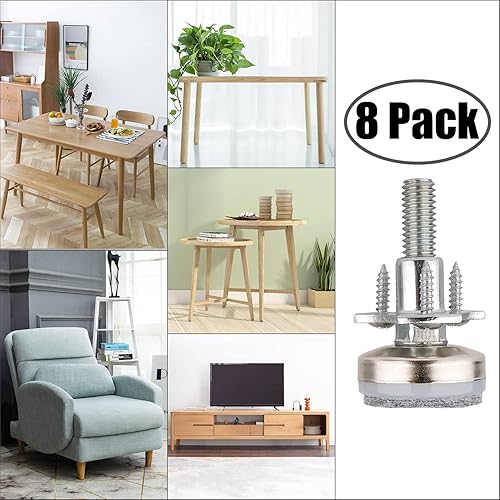 Miniatura 5 de Pies niveladores de muebles de alta resistencia, niveladores ajustables para patas de muebles para mesas, sillas, armarios, sofá, elevador, soporta