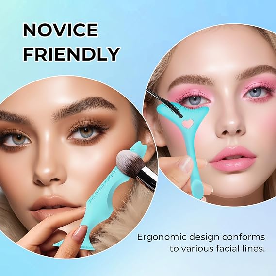 DAGEDA 3Pcs Eyeliner Stencils Set, Suitable for Eyetour Eyeshadow, Eyeliner,Mascara Shield,Reusable Silicone Eyebrow Stencils Eye Liner Multi-functional Makeup Tool(Blue)