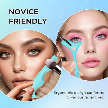 DAGEDA 3Pcs Eyeliner Stencils Set, Suitable for Eyetour Eyeshadow, Eyeliner,Mascara Shield,Reusable Silicone Eyebrow Stencils Eye Liner Multi-functional Makeup Tool(Blue)