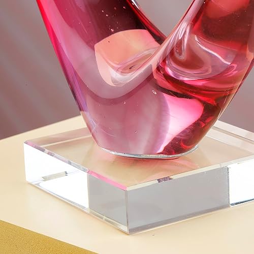 Miniatura 9 de Yao Yuan Escultura de corazón rojo soplado a mano de 7.49 pulgadas de alto, figuras de corazón de cristal, decoración del hogar, colección de