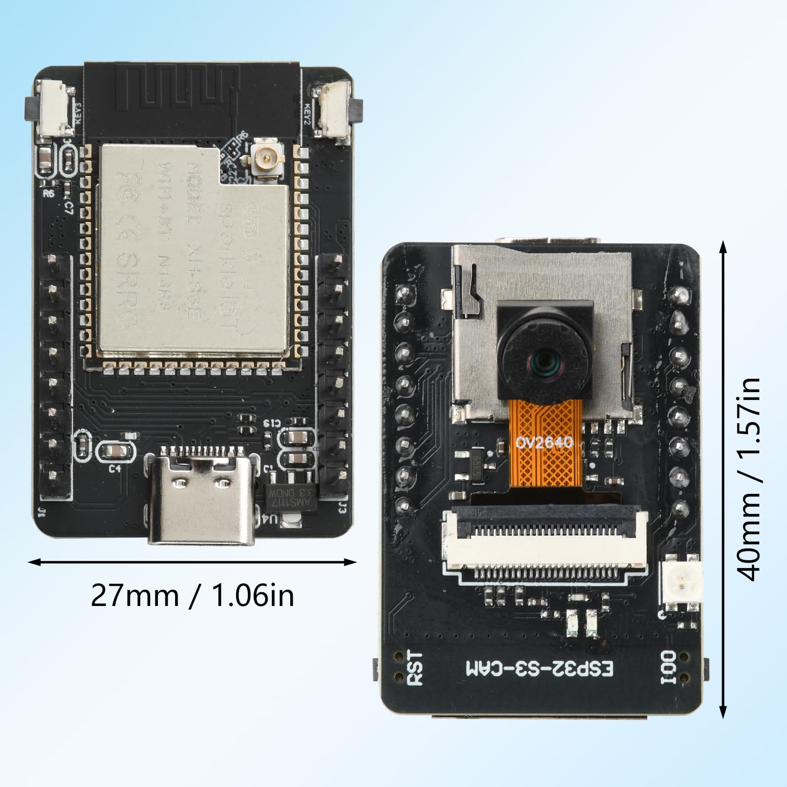 Diymore ESP32-S3-CAM Ontwikkelingsboard – WiFi, Bluetooth, Camera – Met CH340 En Dubbele Type-C – N16R8 Module
