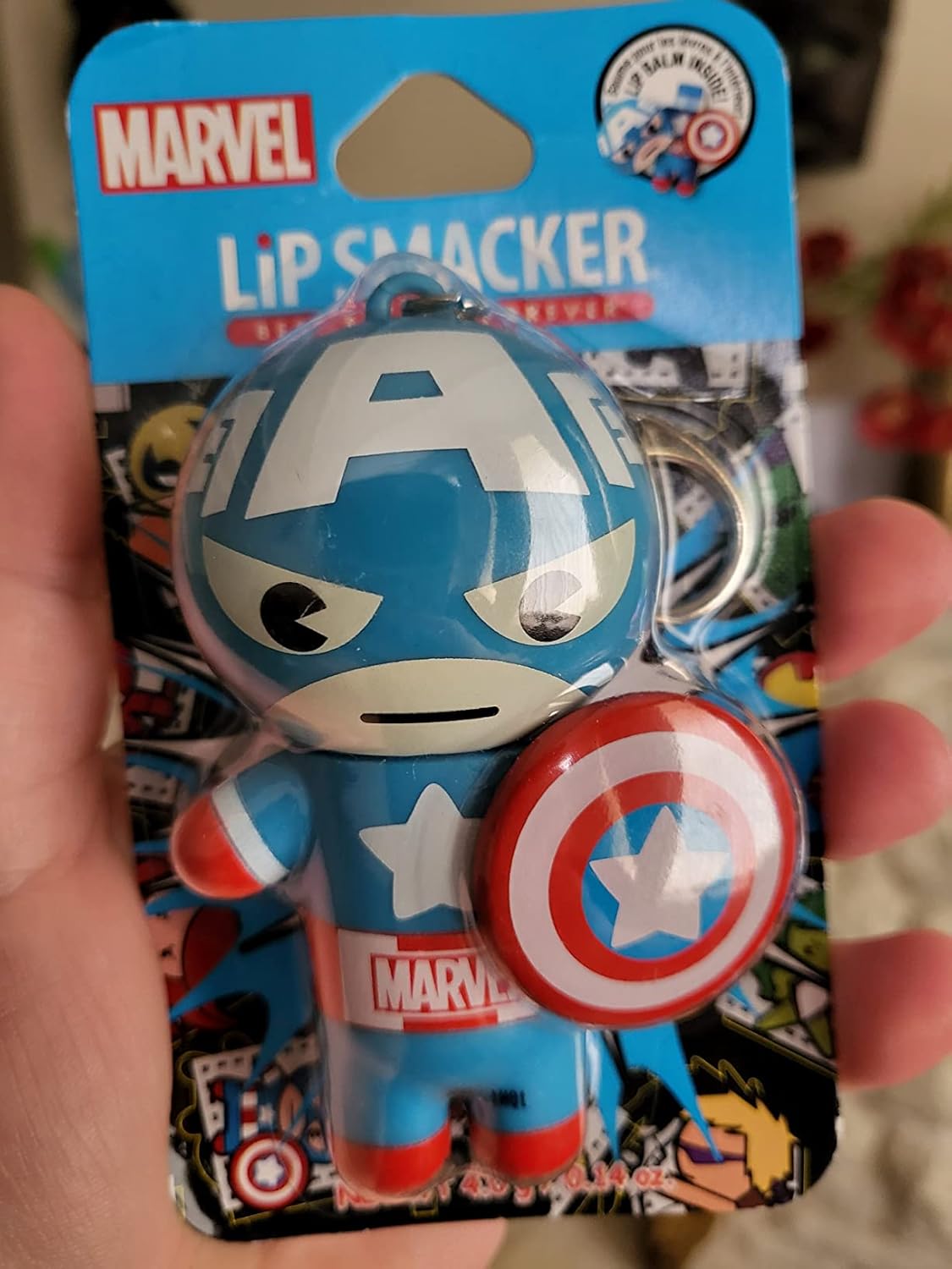Lip Smacker Marvel Lip Balm Keychain, Clear & Glossy, Fun & Giftable, Cruelty Free - Spiderman