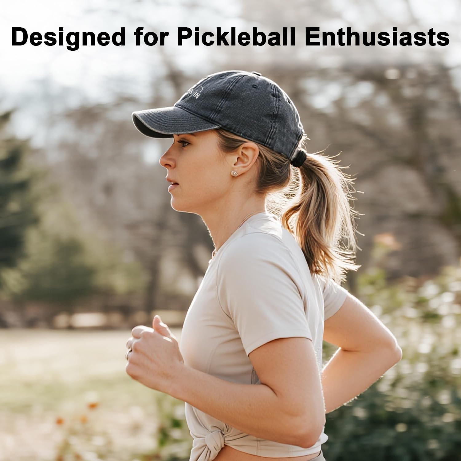 Pickleball Gifts for Men Women, Embroidered Adjustable Cotton Material, Washed and Distressed It was in Baseball Cap Black - Image 7