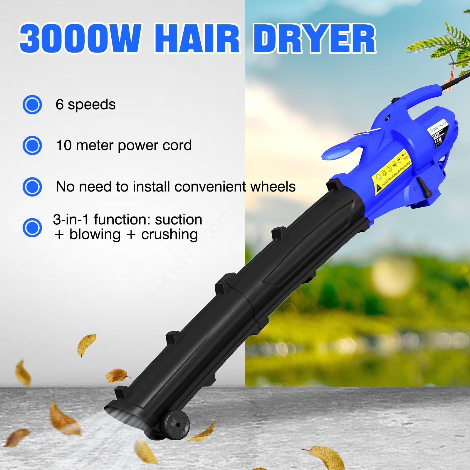 Relación de trituración para aspiradora: soplador de hojas 3500 W