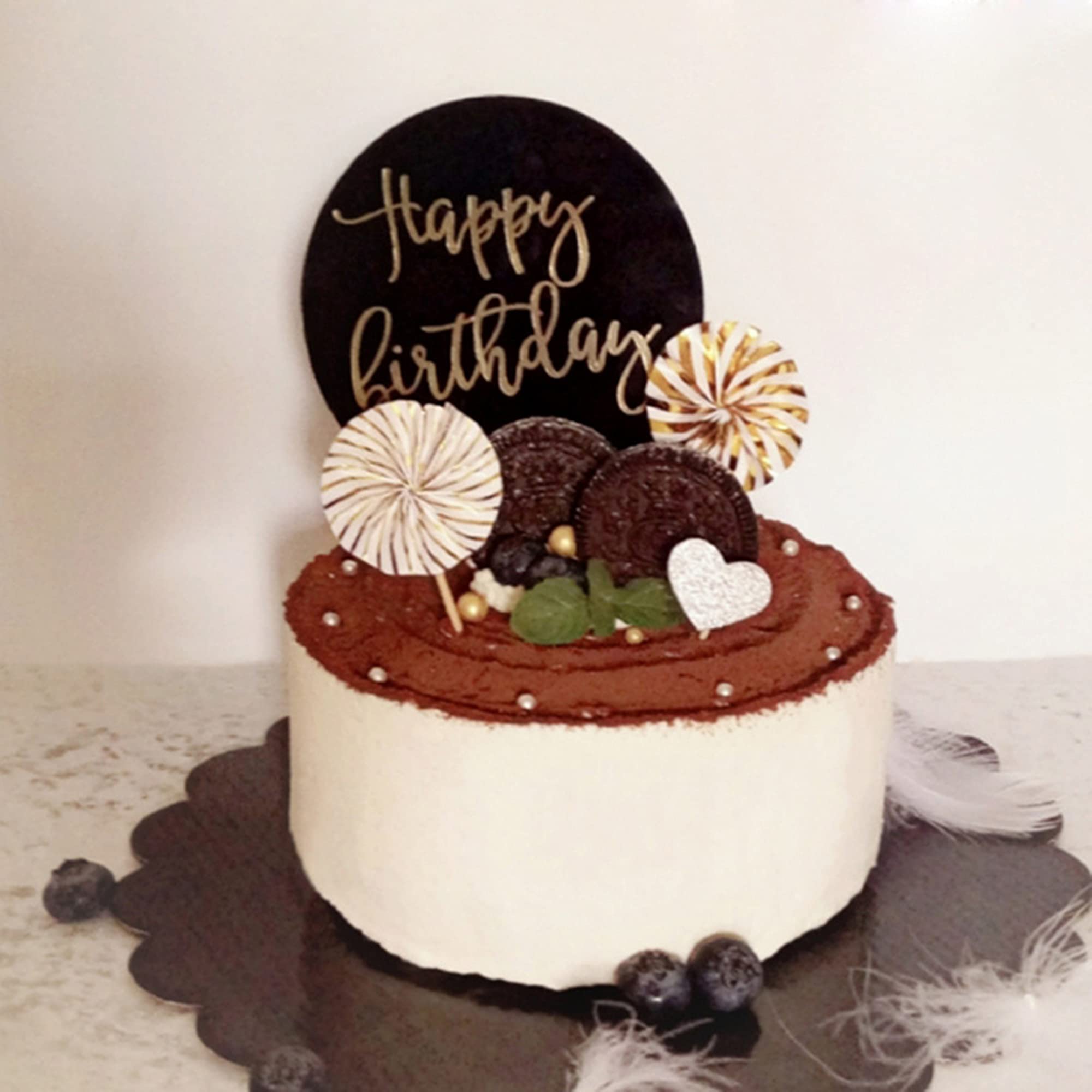 Flisdtry Topper rotondo in acrilico trasparente per torte fai da te, per matrimoni e feste di compleanno personalizzate