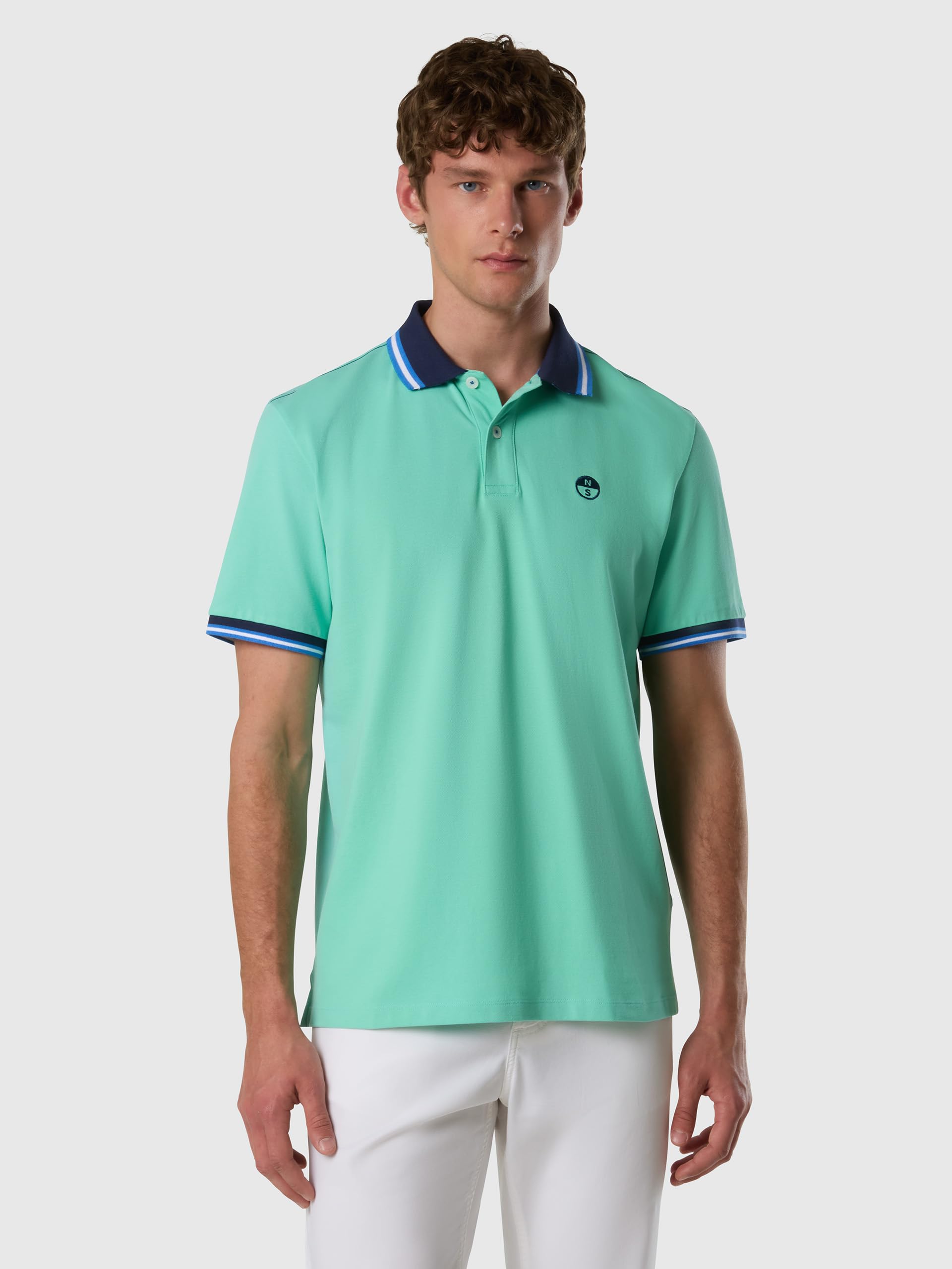 NORTH SAILS Polo Uomo in piqué di Cotone Organico con Motivo a Righe