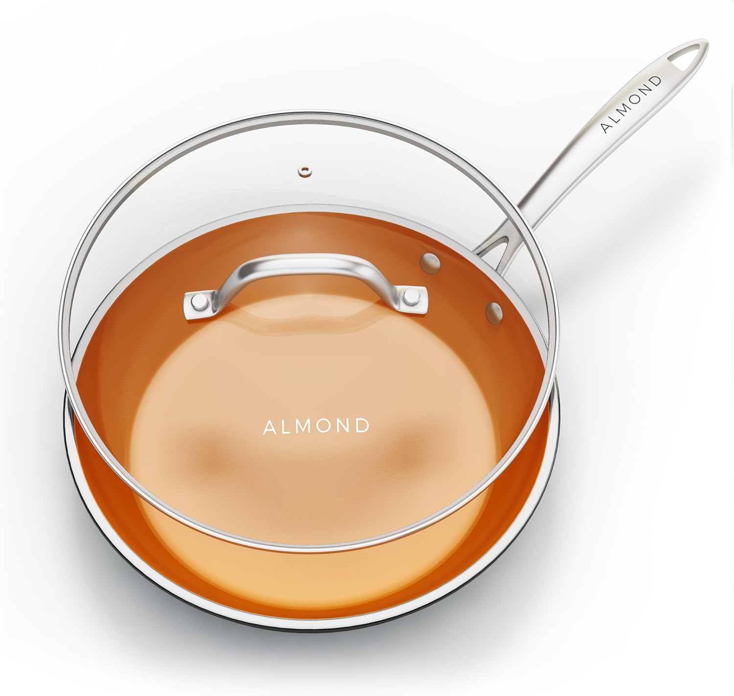 Almond Ceramic Copper Frying Pan