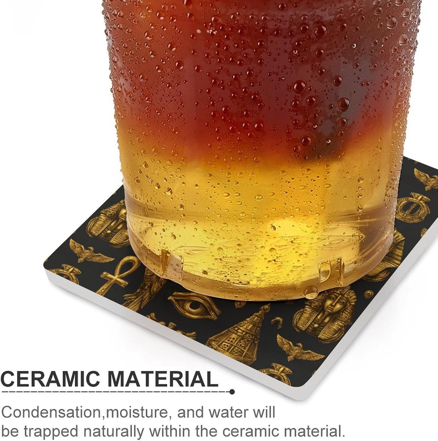 Pyramid Egypt Tribal Ancient Egyptian Coaster for Drinks Square Ceramic Table Coasters Stone Mat Crafts 6PCS Home Kitchen Decor