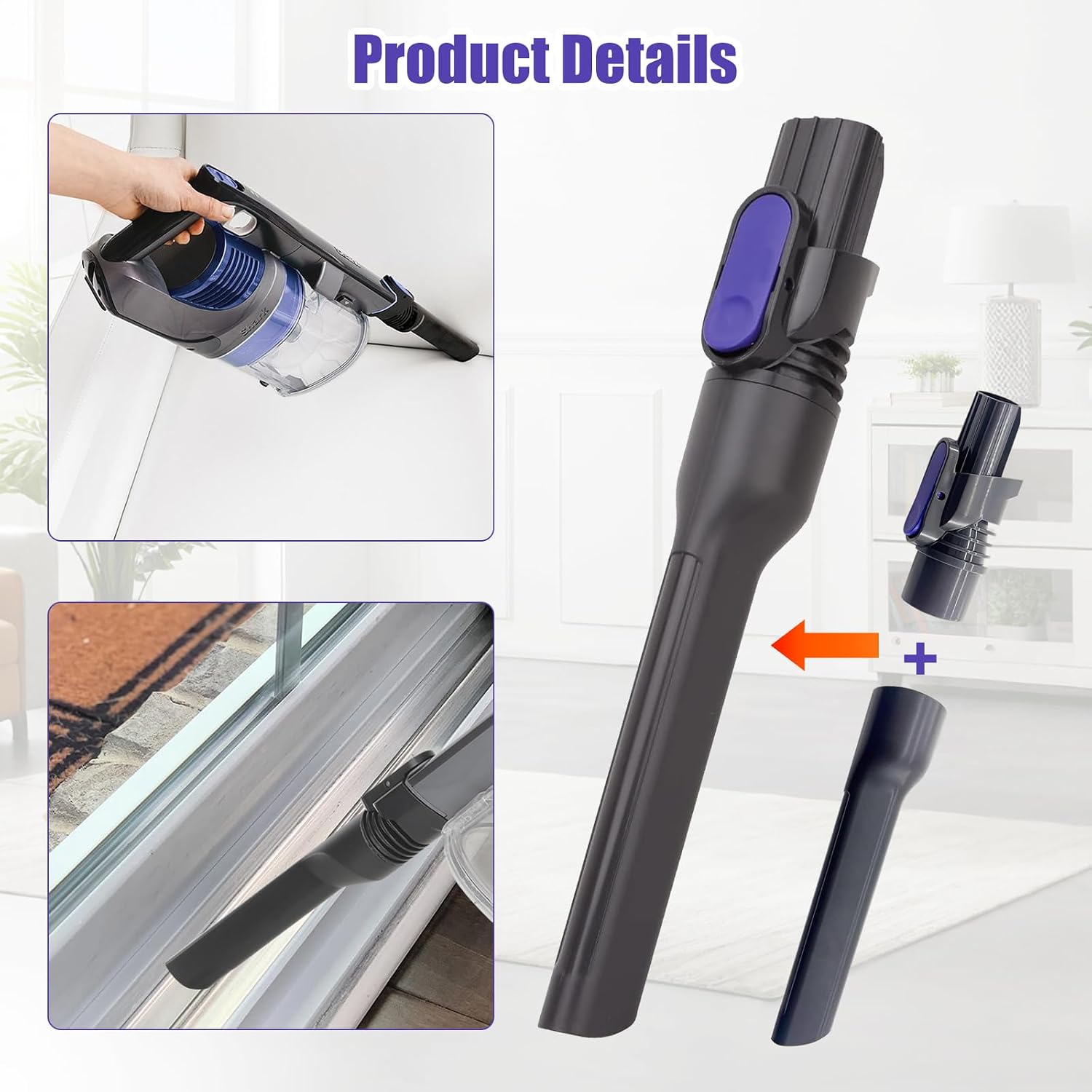 Vacuum Crevice Tool and Removable 2-in-1 Tool Brush Replacement Parts Compatible with Shark Pet Cordless Stick IX141 IZ462H IZ483H IZ363HT IZ361H IZ163H IZ362H Attachments for D-Shaped Vacuum Cleaner