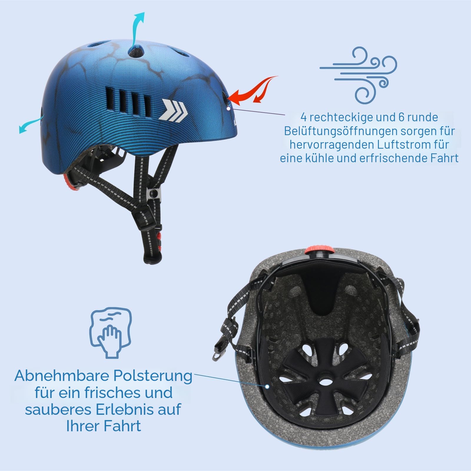 KAMUGO Kleinkind-Fahrradhelm-Set, Kinderhelm für Jungen und Mädchen im Alter von 1–8 Jahren, mit Schutzausrüstung, Knie-, Ellenbogen-, Handgelenkschoner für Roller, Skate, Fahrrad, Skateboard