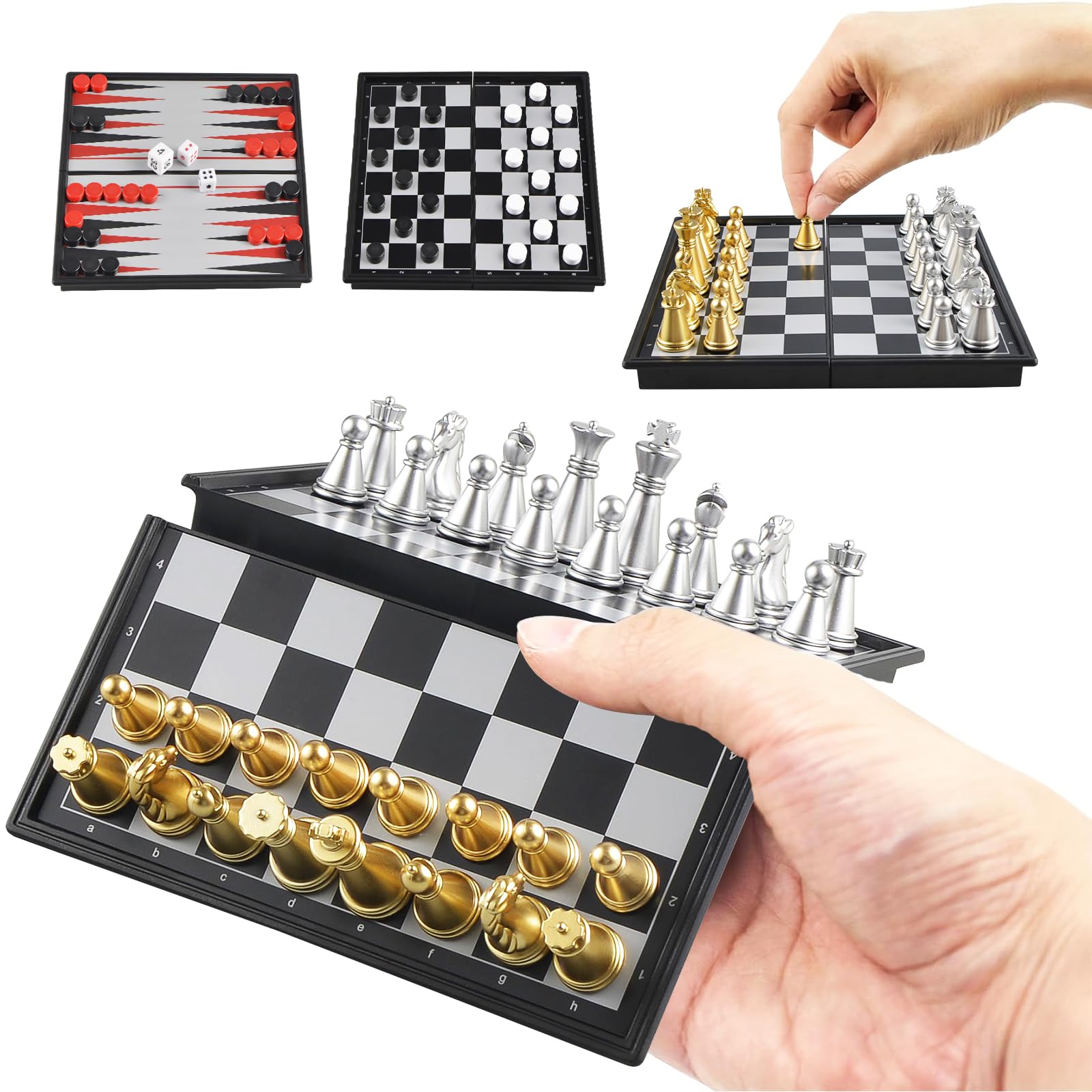 Chess Set 3 In 1 Chess Checkers Backgammon Set - View #4