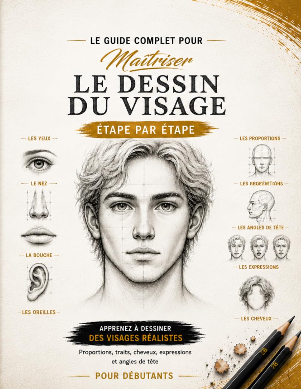 Le Guide Complet pour Maîtriser le Dessin du Visage : Étape par Étape: Apprenez à dessiner des visages réalistes grâce à des techniques simples et ... expressions et angles de tête. Idéal p