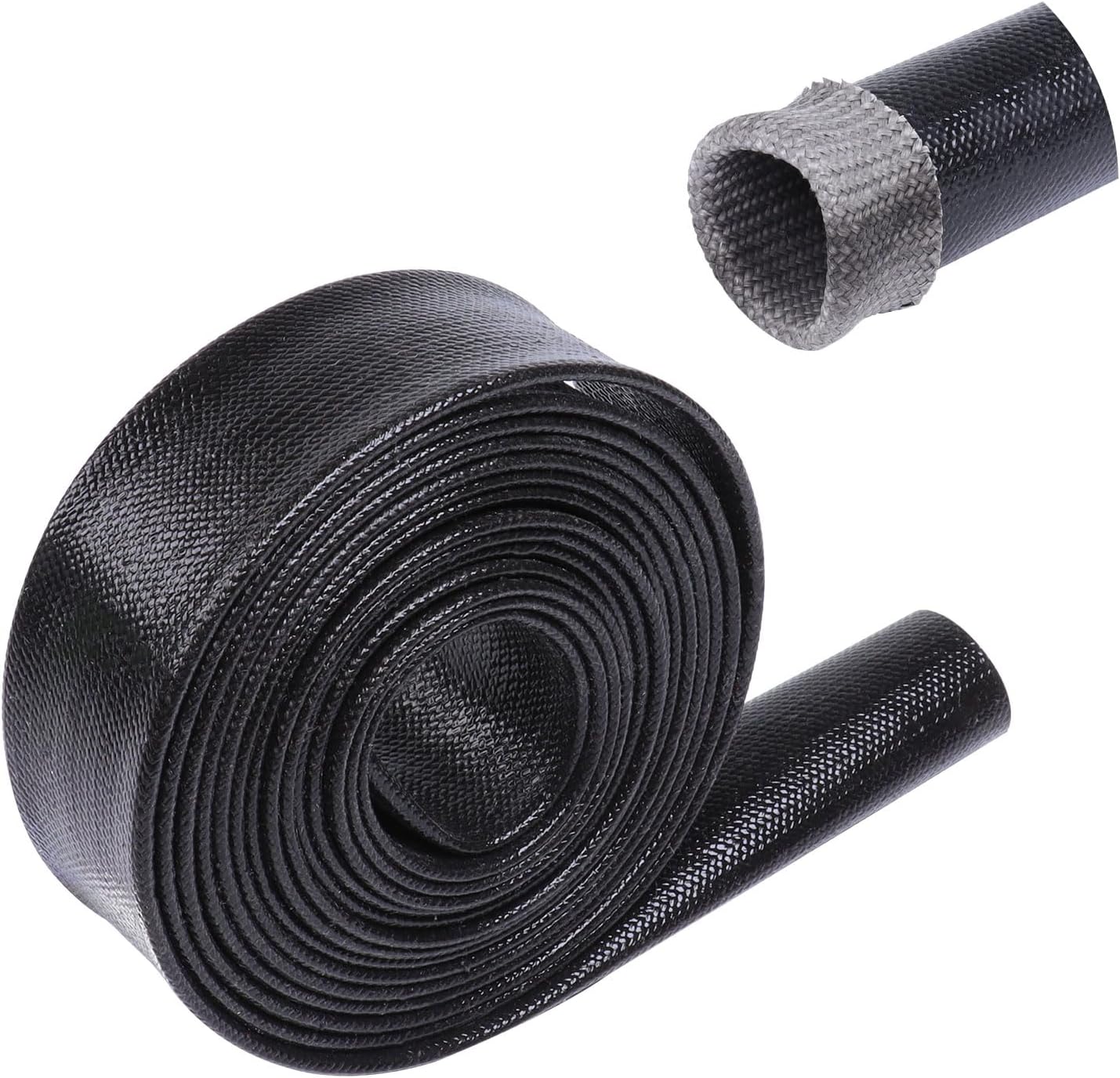 Heat Resistant Wire Sleeve, Silicone Fiberglass Wire Cable Sleeve, Soft & Flexible (Up to 380°F), Black (3/8" ID, 15Ft)