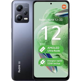 Xiaomi Redmi Note 12 5G Smartphone 4GB/128GB 6.67 Inch Display 5000mAh 33W Fast Charging Snapdragon 4 Gen 1 (Black)