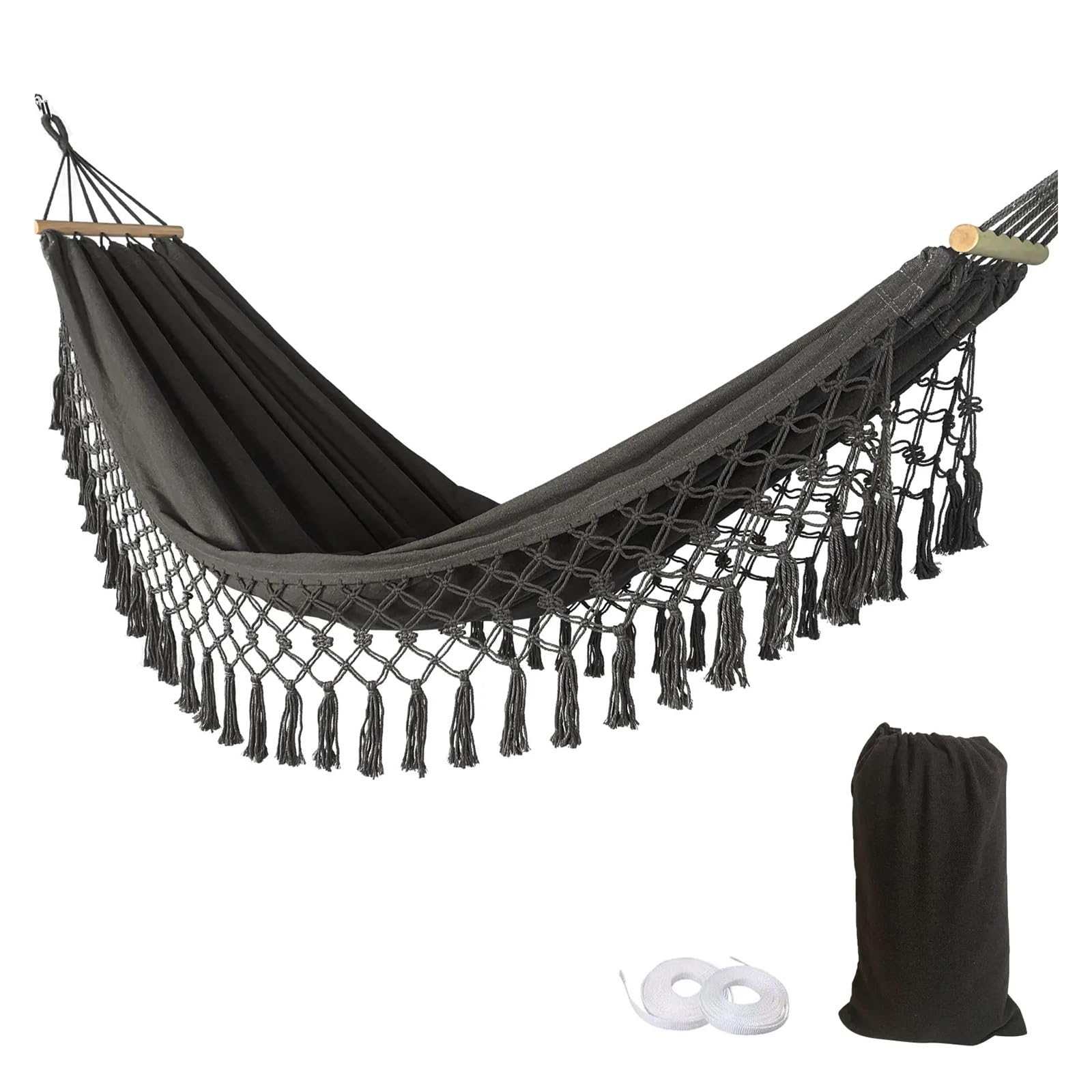 Hammock Outdoor Camping Leisure Canvas Thickened Swing Hammock Anti-rollover Perfect for Garden Patio Backyard(Grey)