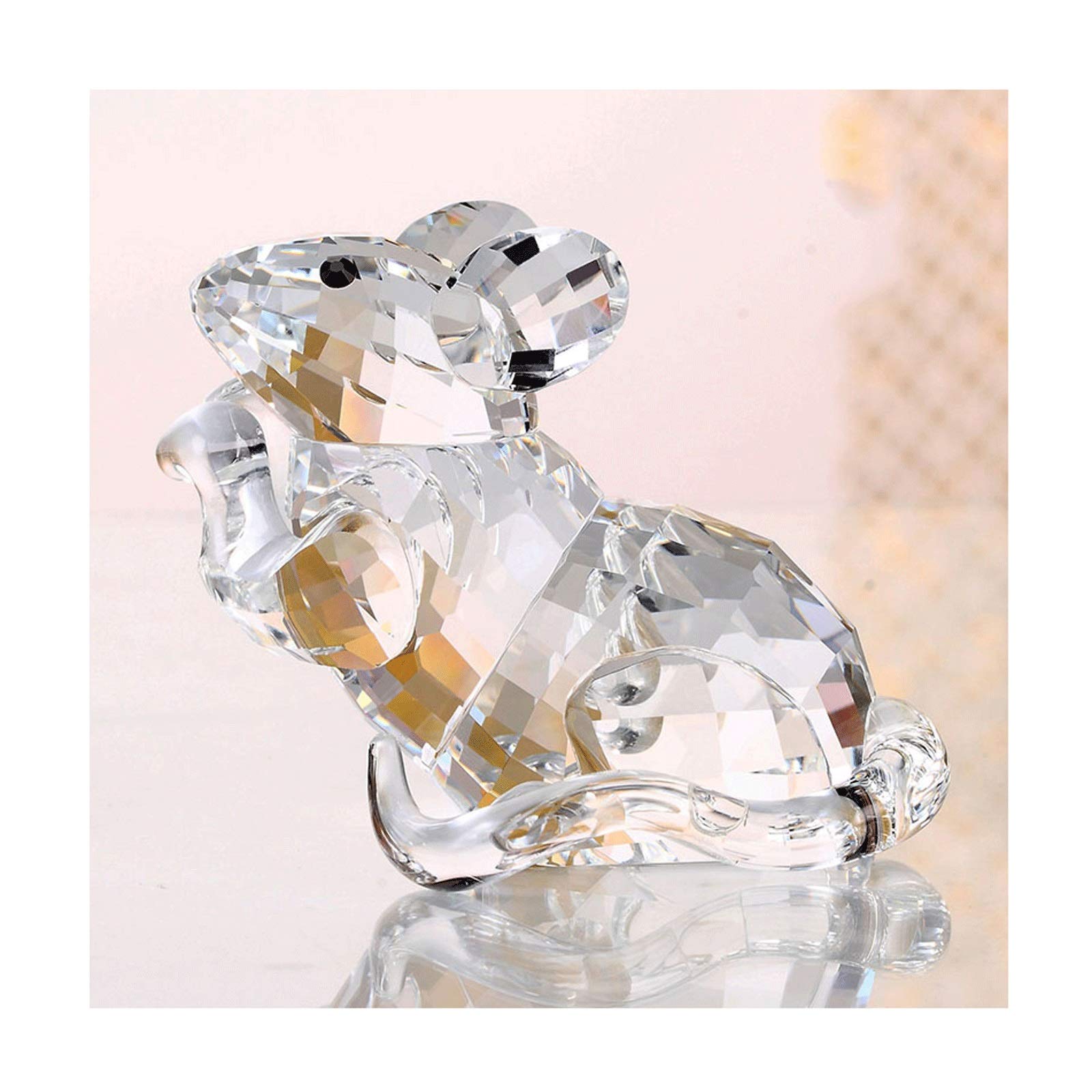 BHGFYXBS Home Décor Products Crystal Rat Ornaments Twelve Zodiac Rat Statue,Creative Home Desk Decoration/Christmas Birthday Gift Accent Decoration,Clear