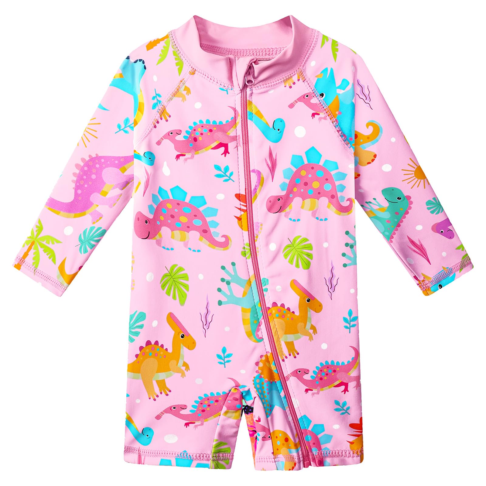 HUAANIUE Toddler Girl Swimsuit Long Sleeve UPF50+ Sun Protection 0-6T