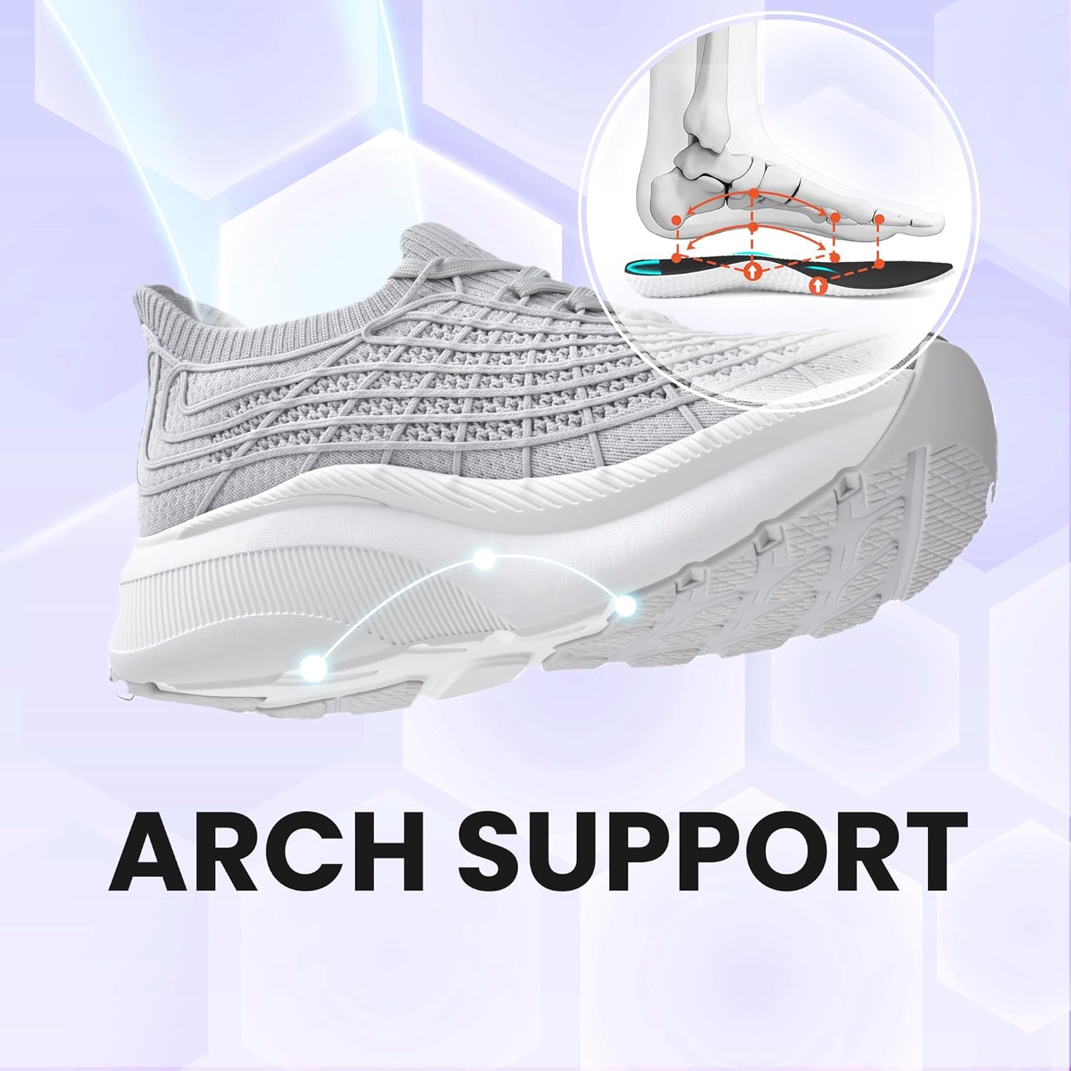 JACKSHIBO Wide Toe Box Shoes Women Slip on Sneakers Slip in Arch Support Plantar Fasciitis Orthopedic for Walking Tennis Athletic Cushion Thick Sole Zero Drop Hands Free Shoes with Metatarsal Pads - Image 4