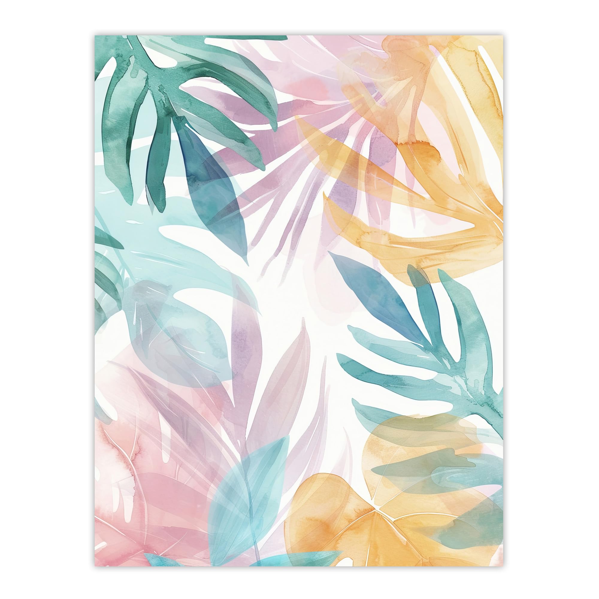 Artery8 Plant Lover Monstera Leaves Colourful Watercolour Living Room Large Wall Art Poster Print Thick Paper 18X24 Inch