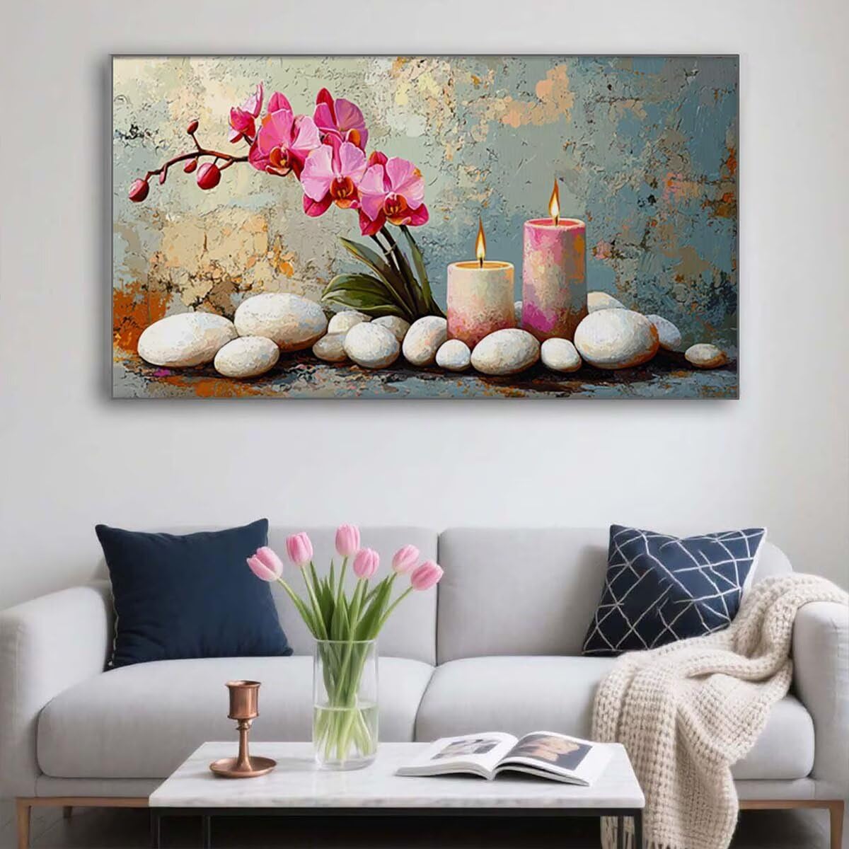 Dipingere con i Numeri Adulti Zen, Kit di Paint by Numbers Fiori Quadri da Dipingere Numerati, Kit di Pittura Acrilica Fai Da Te per Principianti, Hobby Creativi Adulti, Decorazioni Casa 140x60cm R-76