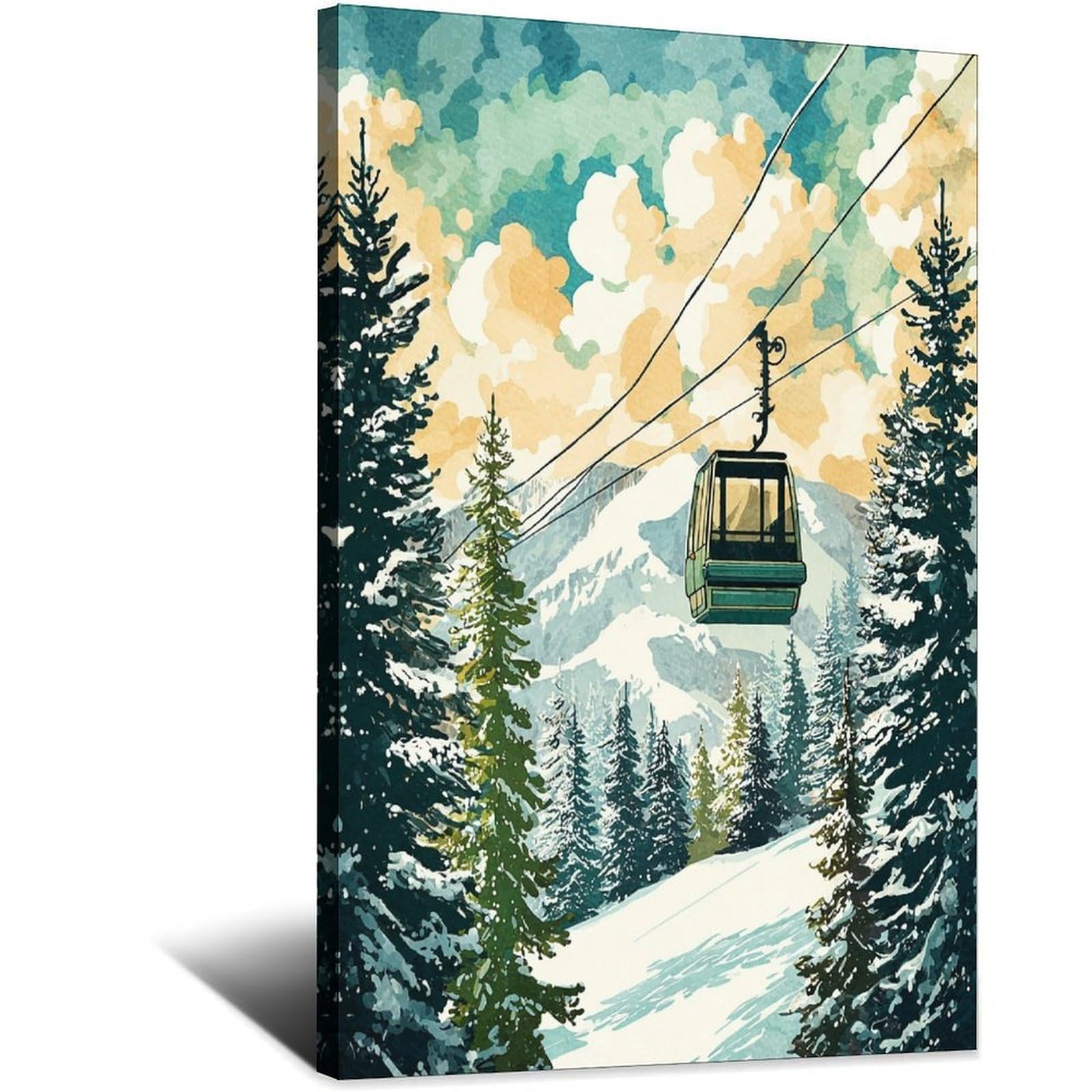 CFXNGA Vail Ski Poster 20x30inch(50x75cm) Vintage Watercolor Canvas Art