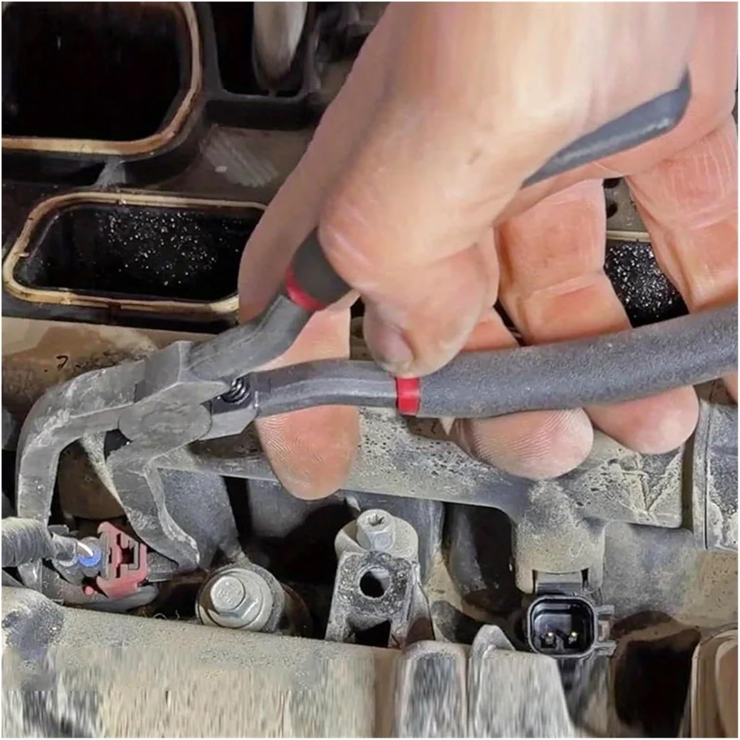 自動電気切断プライヤー 60 度分解プライヤーロングスパークプラグ燃料ラインプライヤーコネクタ切断修復ツール