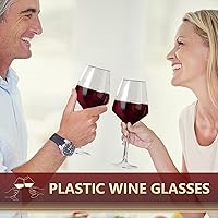 Vista 5 de 4 Piezas Copas de Vino de Plástico de 15 oz con Tallo, Copas Transparentes Irrompibles para Hogar, Boda, Campamento, Viaje, Copas de Vino Flotantes