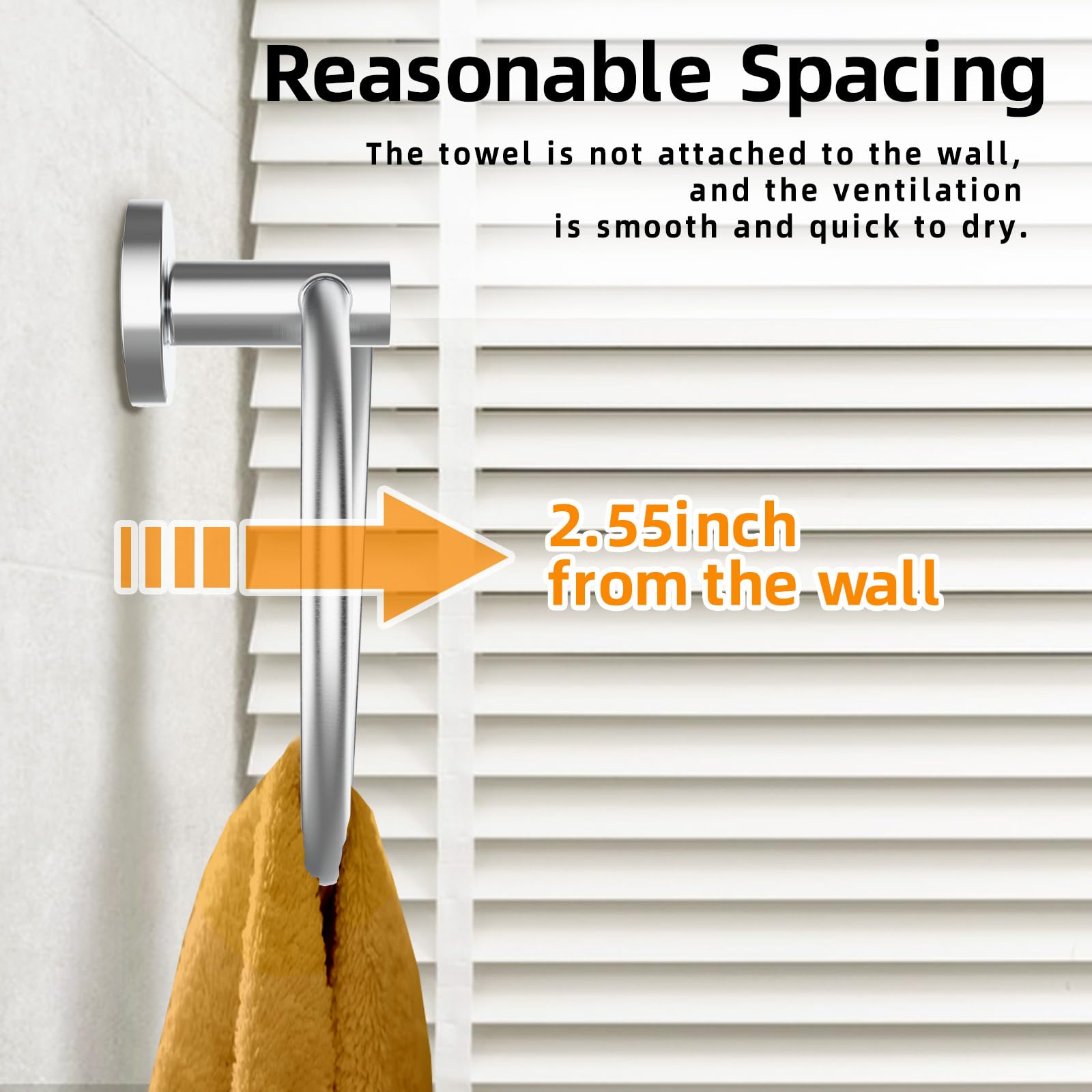 SUS304 - Toallero de acero inoxidable para baño, cocina, colgador de toallas de estilo moderno, soporte para toallas de anillo grueso, toallero redondo montado en la pared (2, plateado)