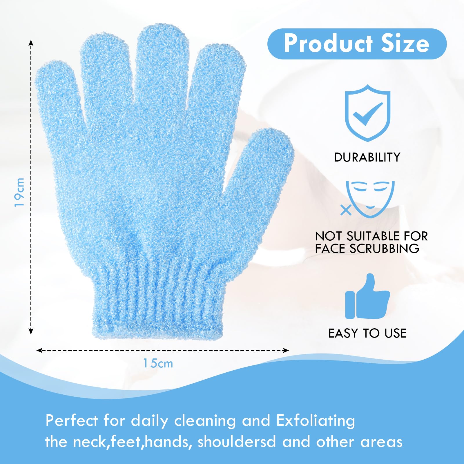 URAQT Bambusowe rękawiczki do peelingu, 6 szt. Rękawica do peelingu ciała, złuszczające rękawice prysznicowe, rękawice złuszczające, rękawice do kąpieli dwustronne peeling wielokrotnego użytku do
